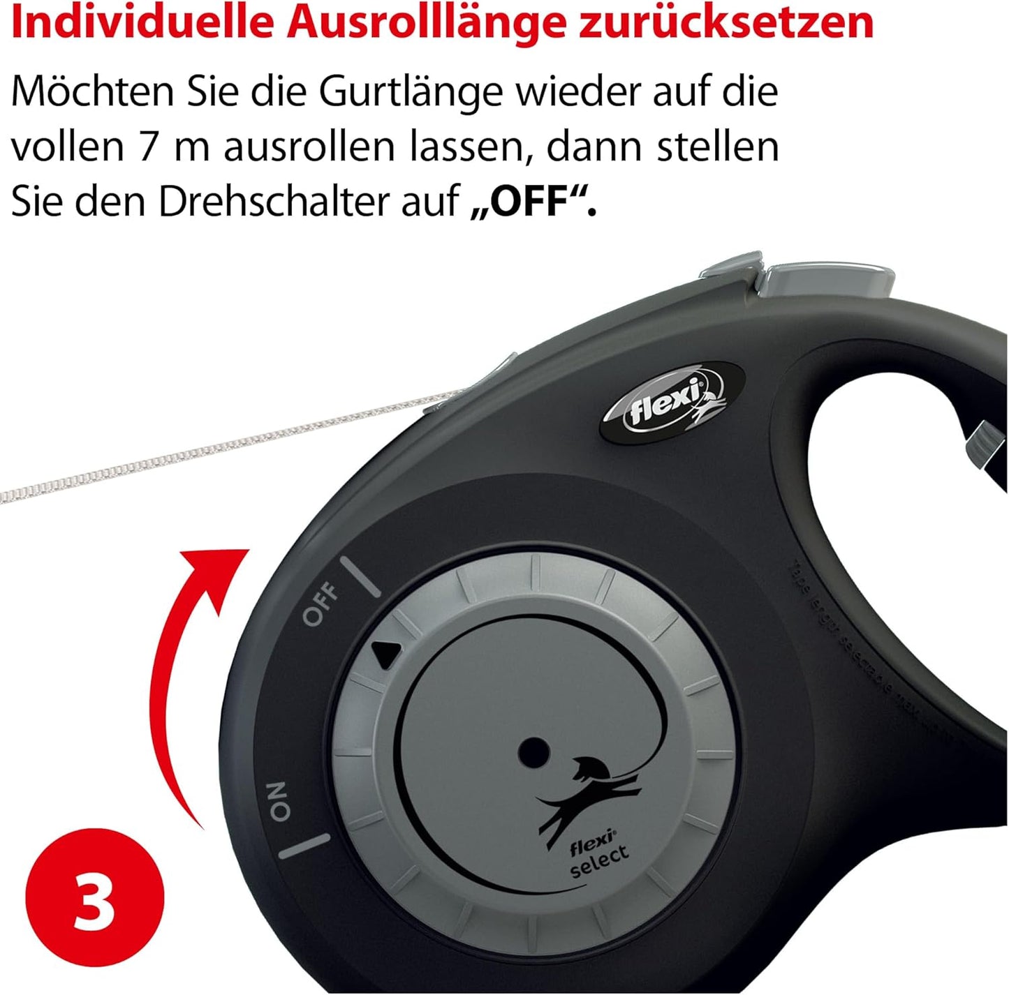 Roll-Leine für Hunde bis 25 kg, 7 m, M: 0-7m (max. 25kg) schwarz