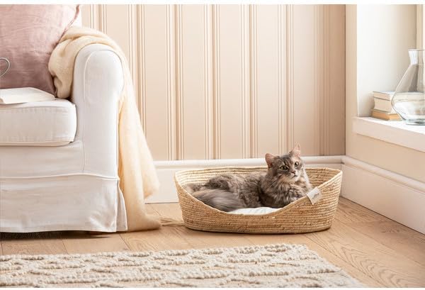 Premium Lovely Kuschelbett für Haustiere, Weiß/Beige L 58 x B 48 x H 18 cm