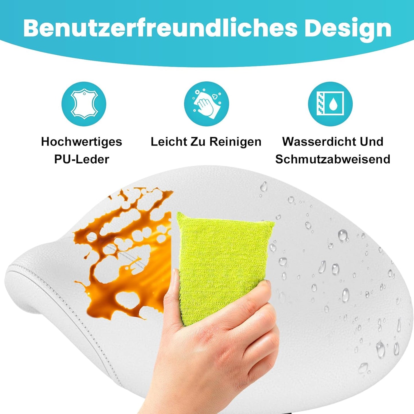 Ergonomischer Sattelhocker mit Rollen und Ringpedal, Weiss