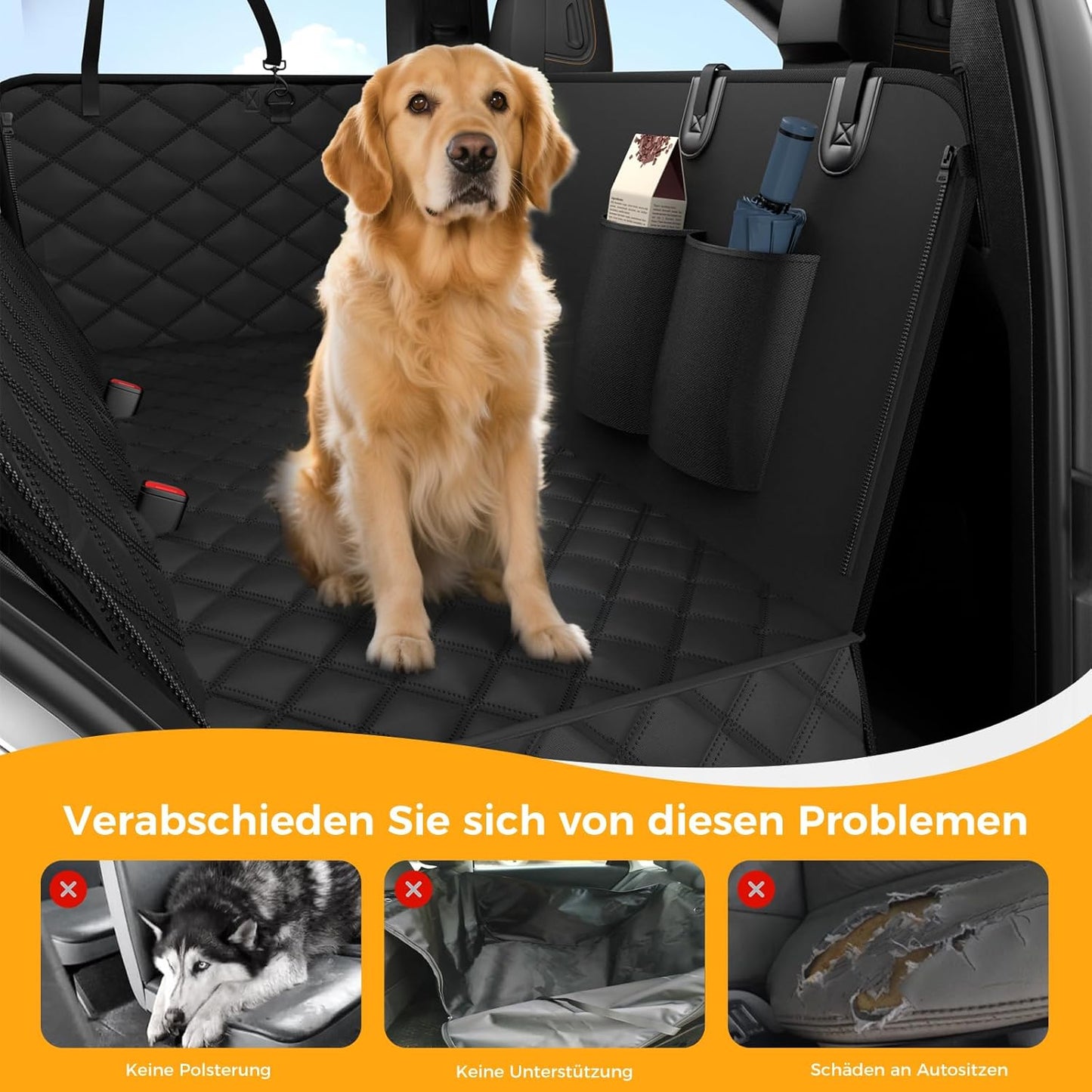 Autohundedecke mit Seitenschutz, wasserdicht, Dunkelgrau