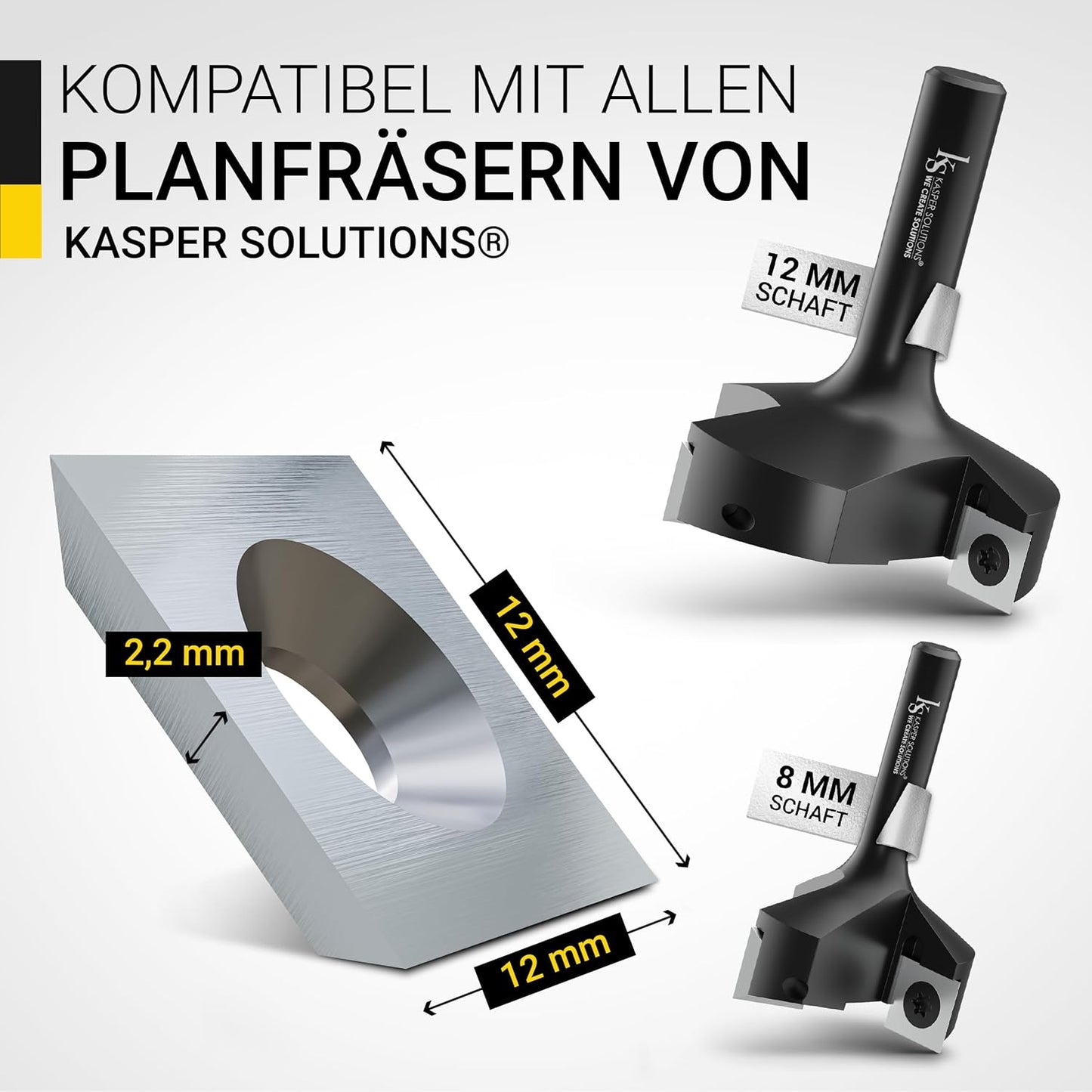Wendeschneidplatten 12x12x2,2 mm für Planfräser, HM - Wendeschneidplatten
