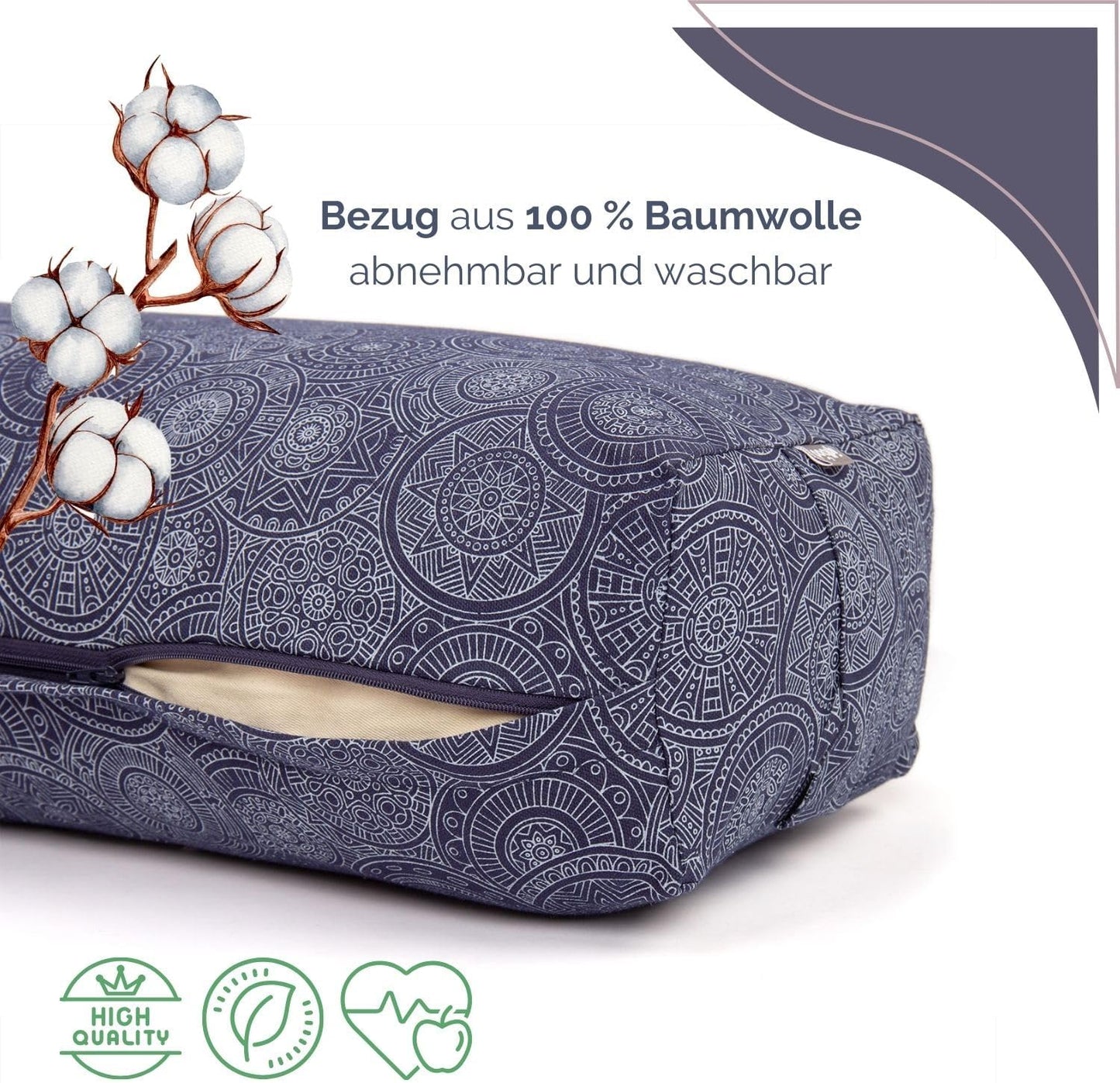 Yoga Bolster Salamba, Mandala/ dunkelblau