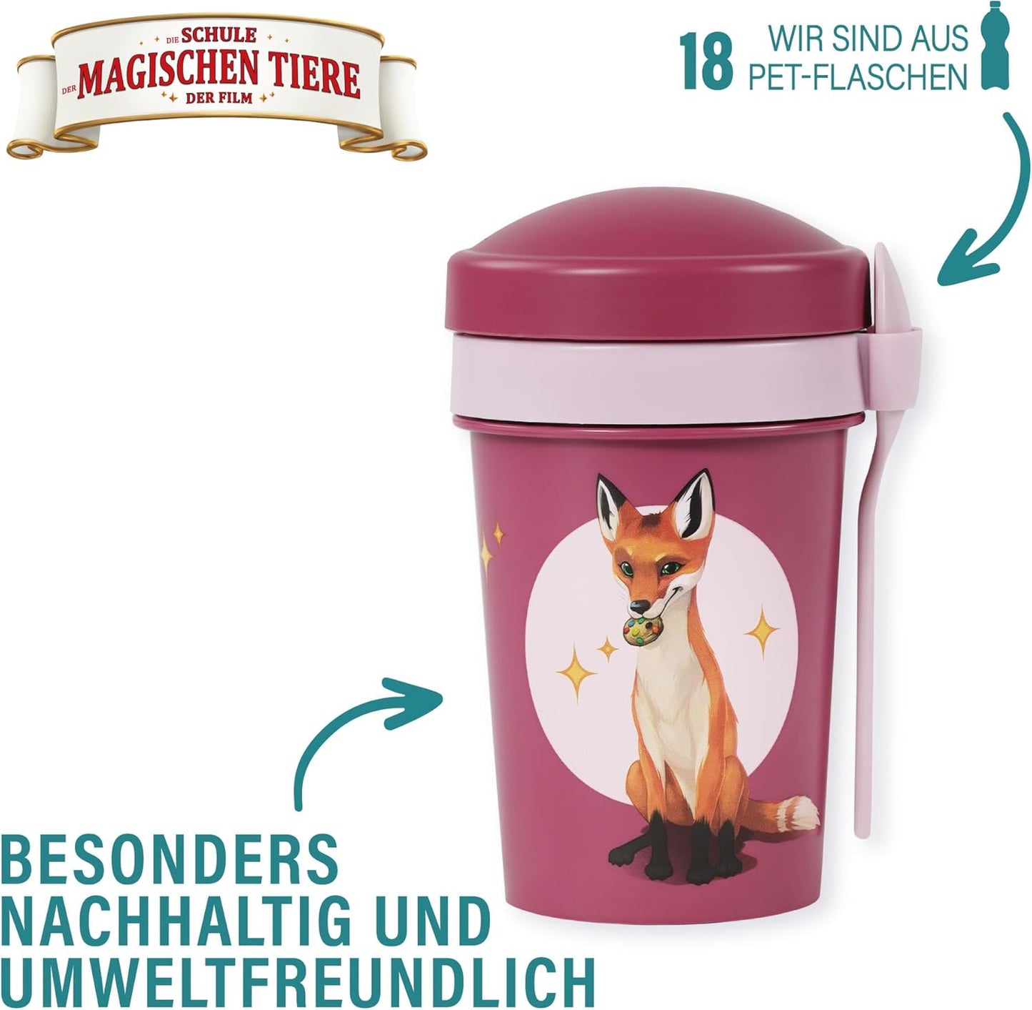 Auslaufsicherer Müslibecher To Go: Die Schule der Magischen Tiere, Rot