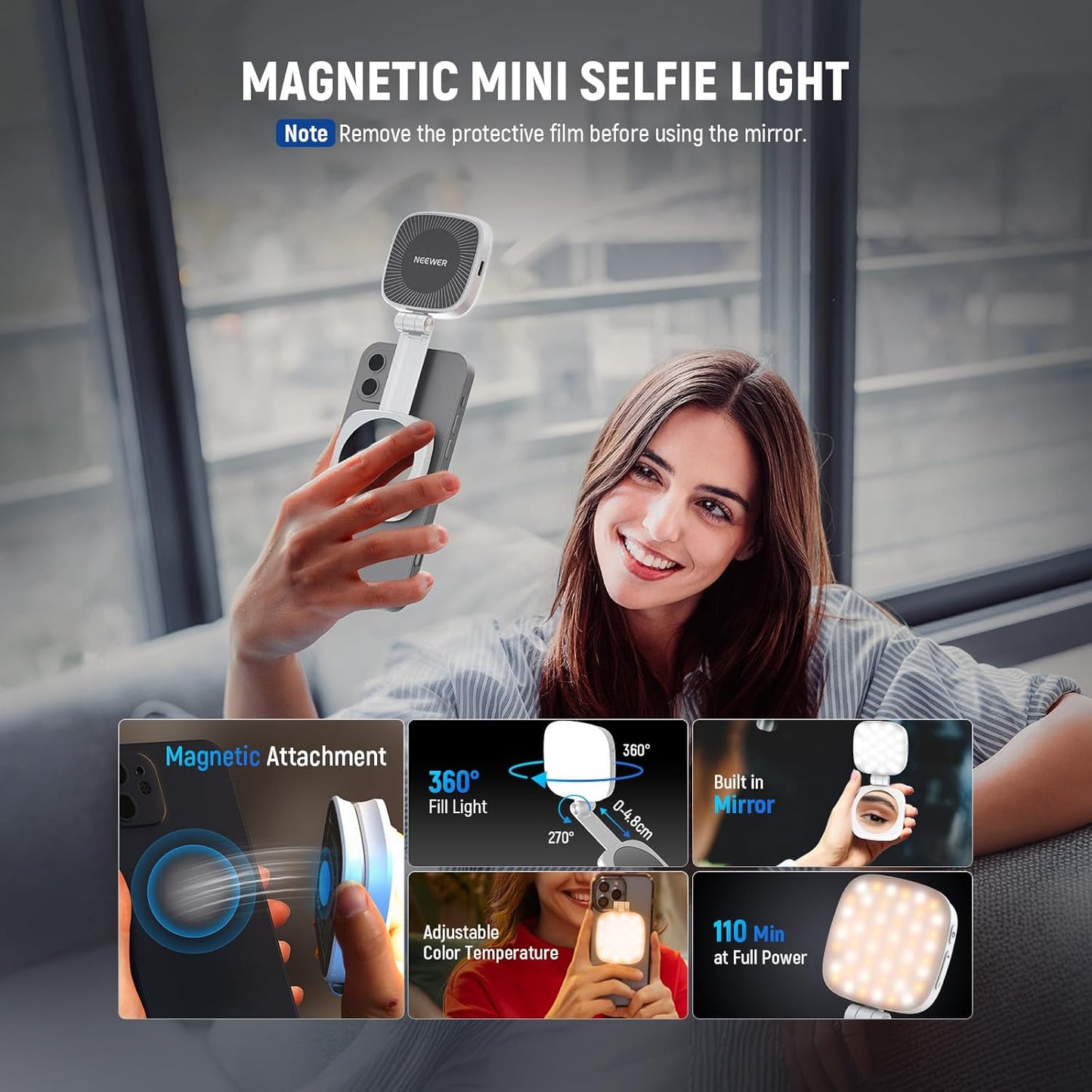 Magnetisches Selfie Licht für iPhone MagSafe, NL48B Weiß