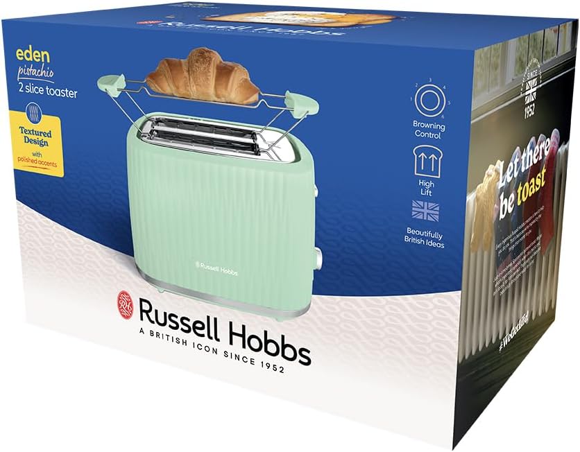 Eden Toaster für 2 Scheiben (mit Brötchenaufsatz), Pistazie