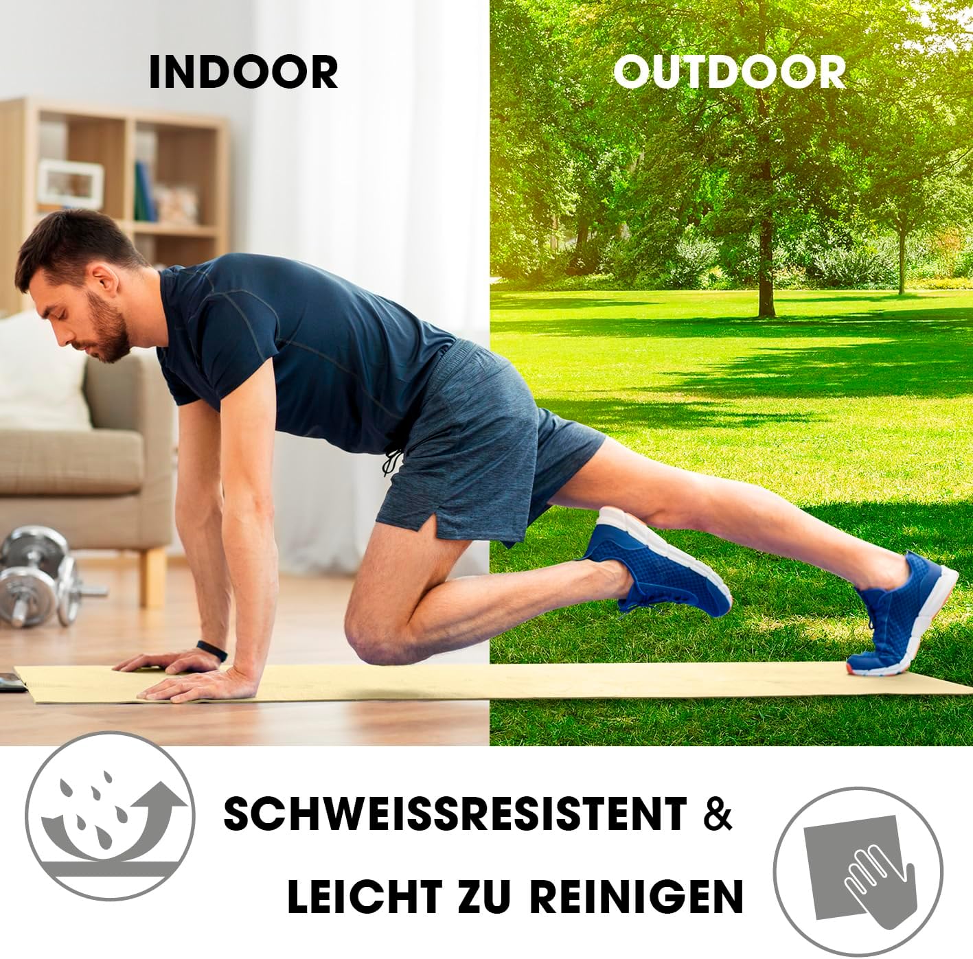 Fitnessmatte Jivan, 183 x 61 x 2 cm Creme