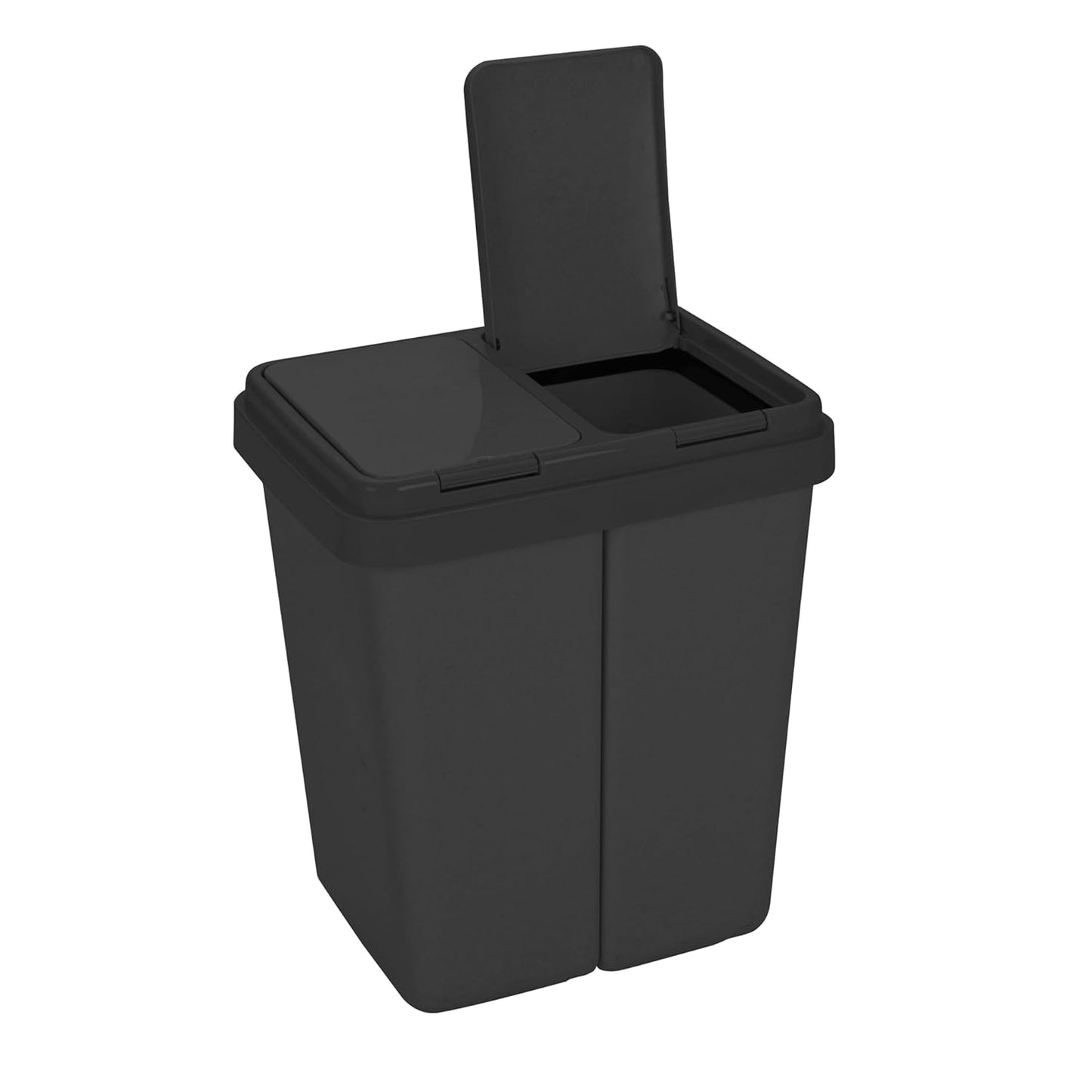 Zweimer Duo Müllbehälter mit Deckel (2 x 25L), Schwarz