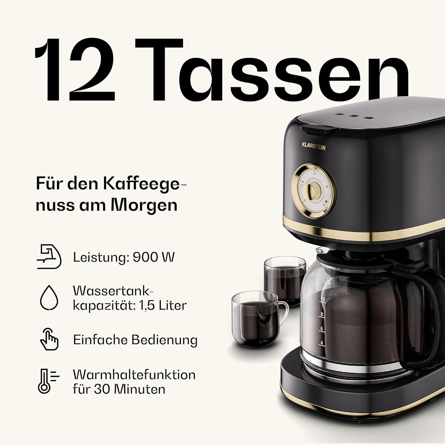 Retro Frühstücksset mit Toaster, Wasserkocher & Kaffeemaschine, Schwarz Komplettset