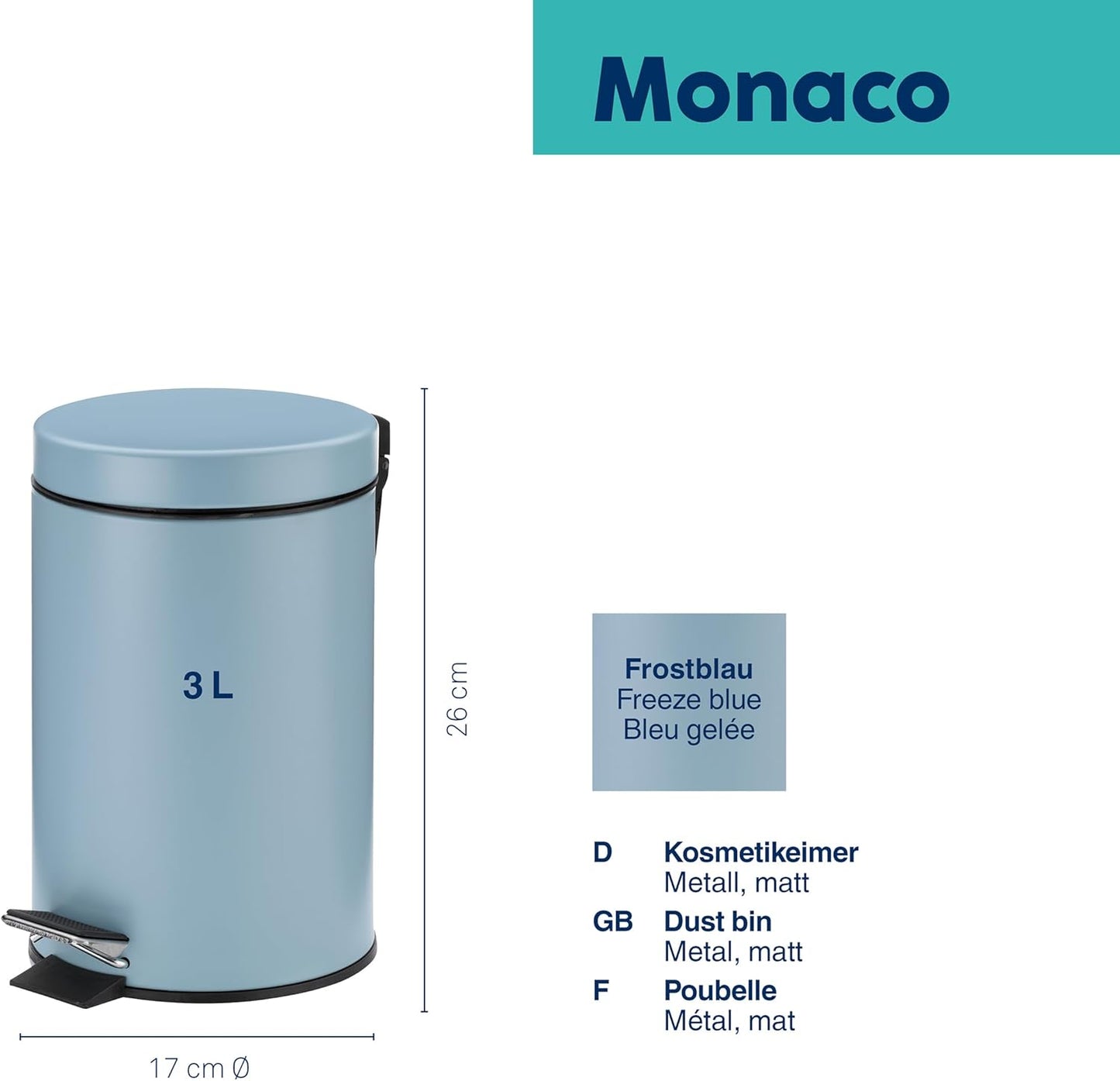 Kosmetikeimer Monaco, frostblau