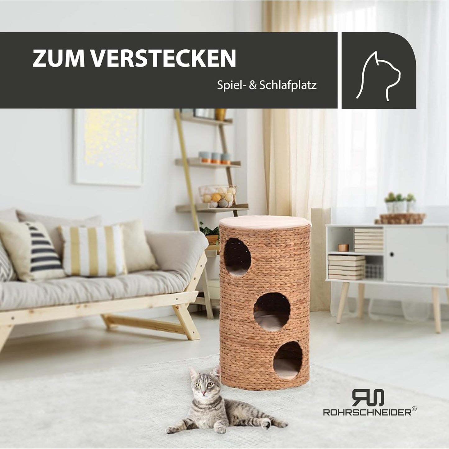 3 Etagen Katzentonne mit Spielzeug