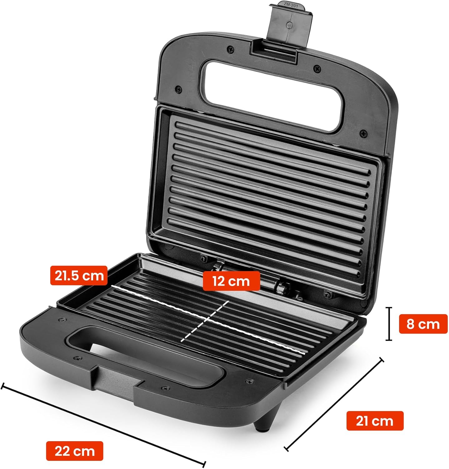Sandwich maker grill 1000W, Schwarz 24,9 x 24,2 x 10,6 cm