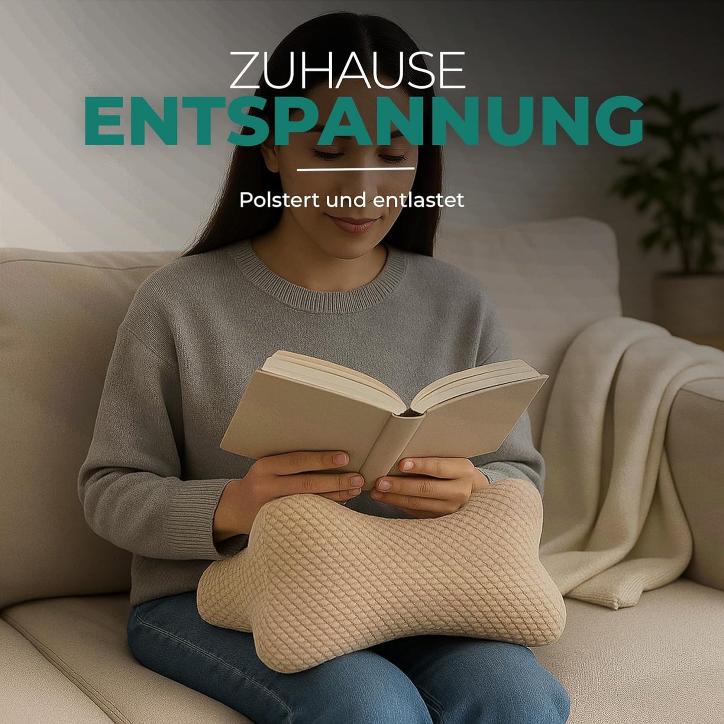 Ergonomisches Lesekissen für Nacken- und Lendenstütze, Hellbraun
