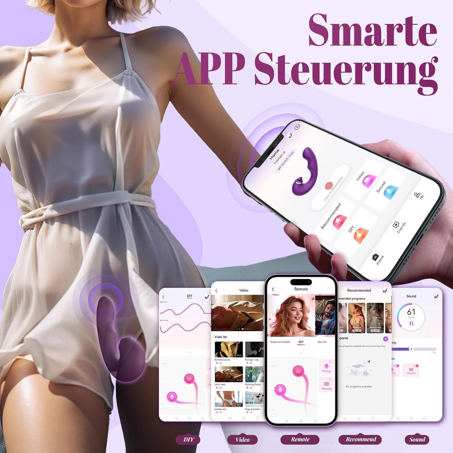Erotik Butterfly Vibrator mit Klitoris- und G-Punkt-Stimulation, Purple