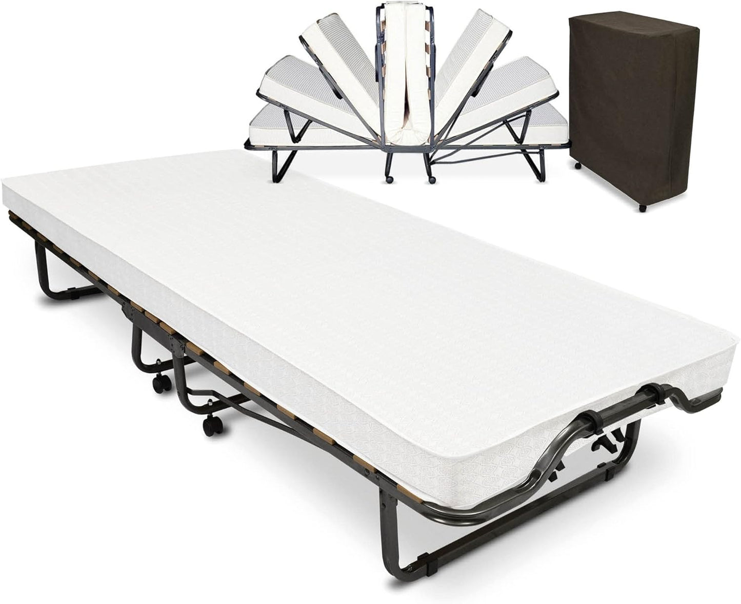 Klappbares Gästebett mit Schaumstoffmatratze, 90x200 cm|Weiss