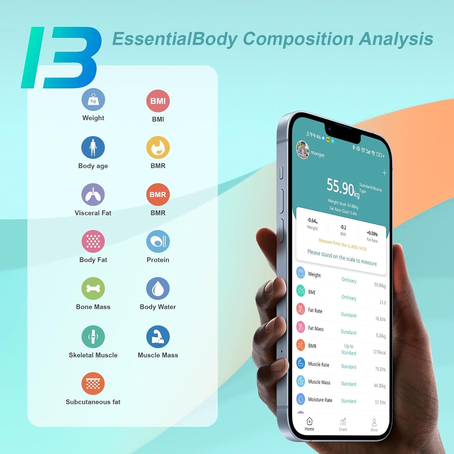 Körperfettwaage, 300 Braun