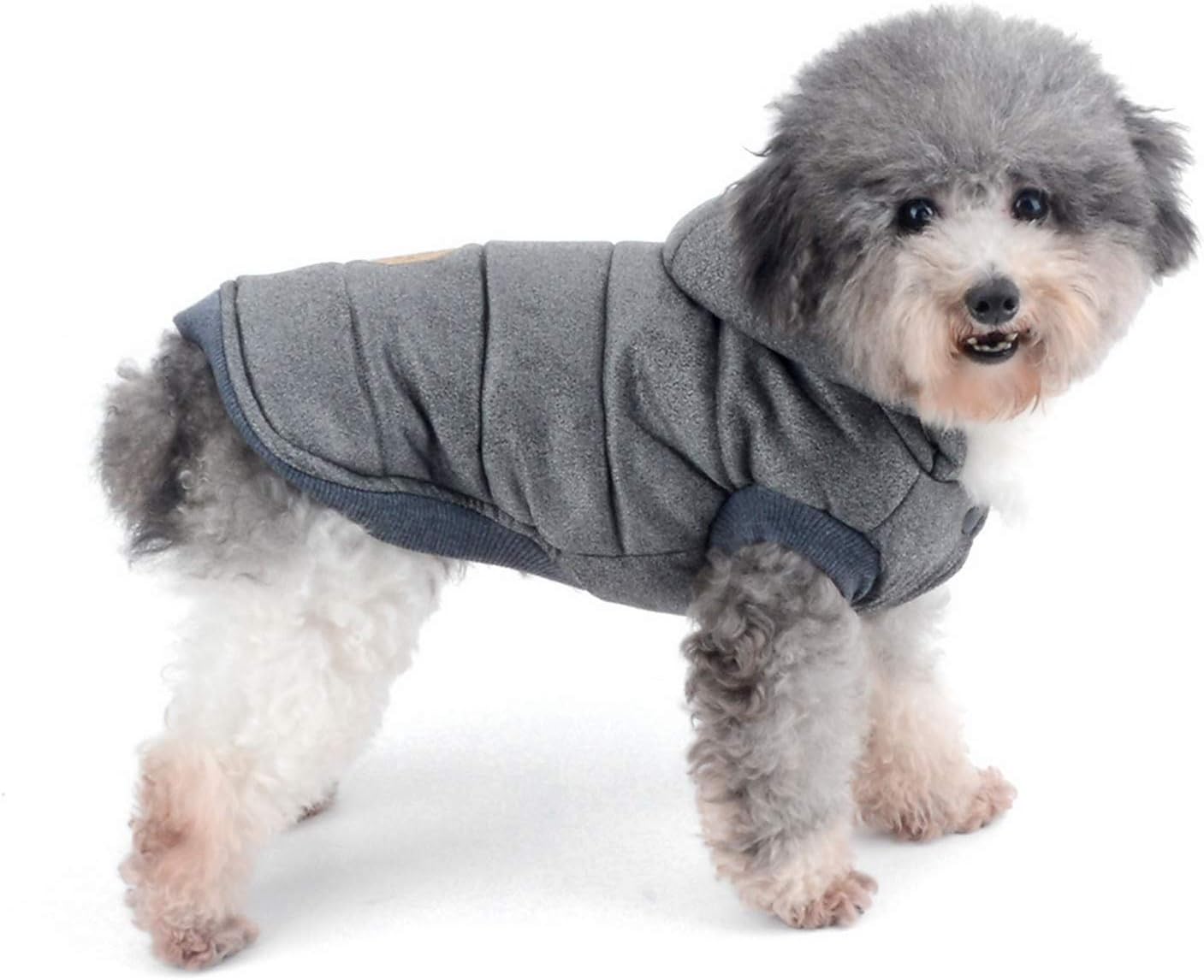 Hunde-Wintermantel mit Kapuze, S (1er Pack) grau