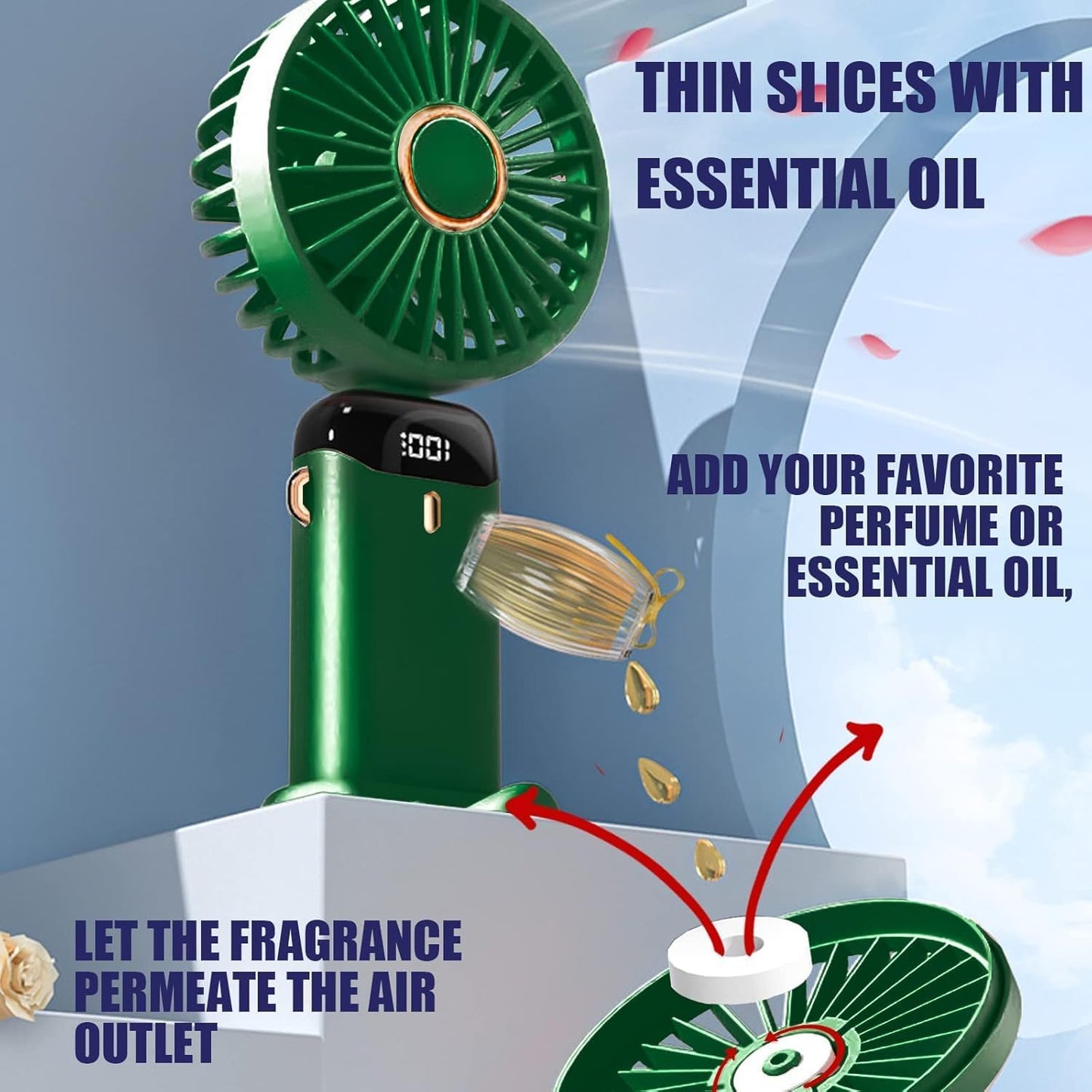 Tragbarer Mini-Handventilator, faltbar, USB-betrieben, Grün