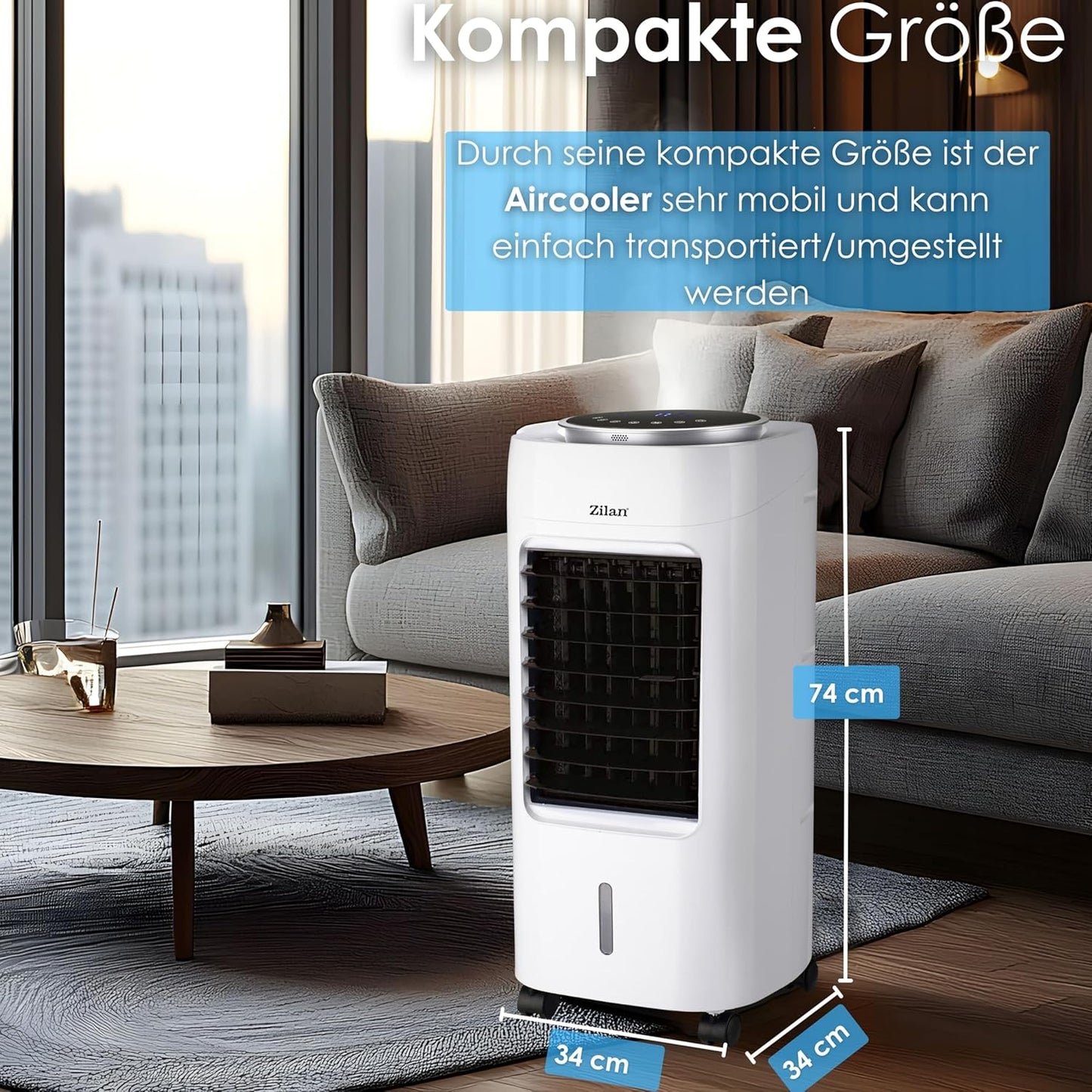 3in1 Standventilator mit Wasserkühlung und Timer