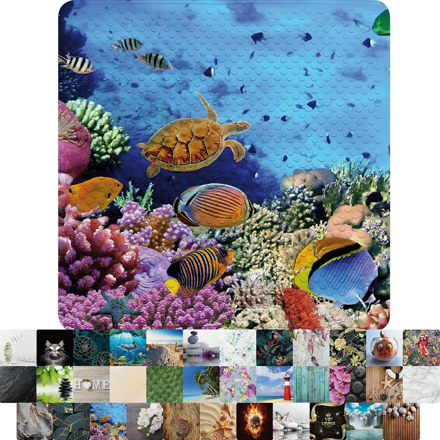 Rutschfeste Badematte 53x53 cm, maschinenwaschbar, Ocean