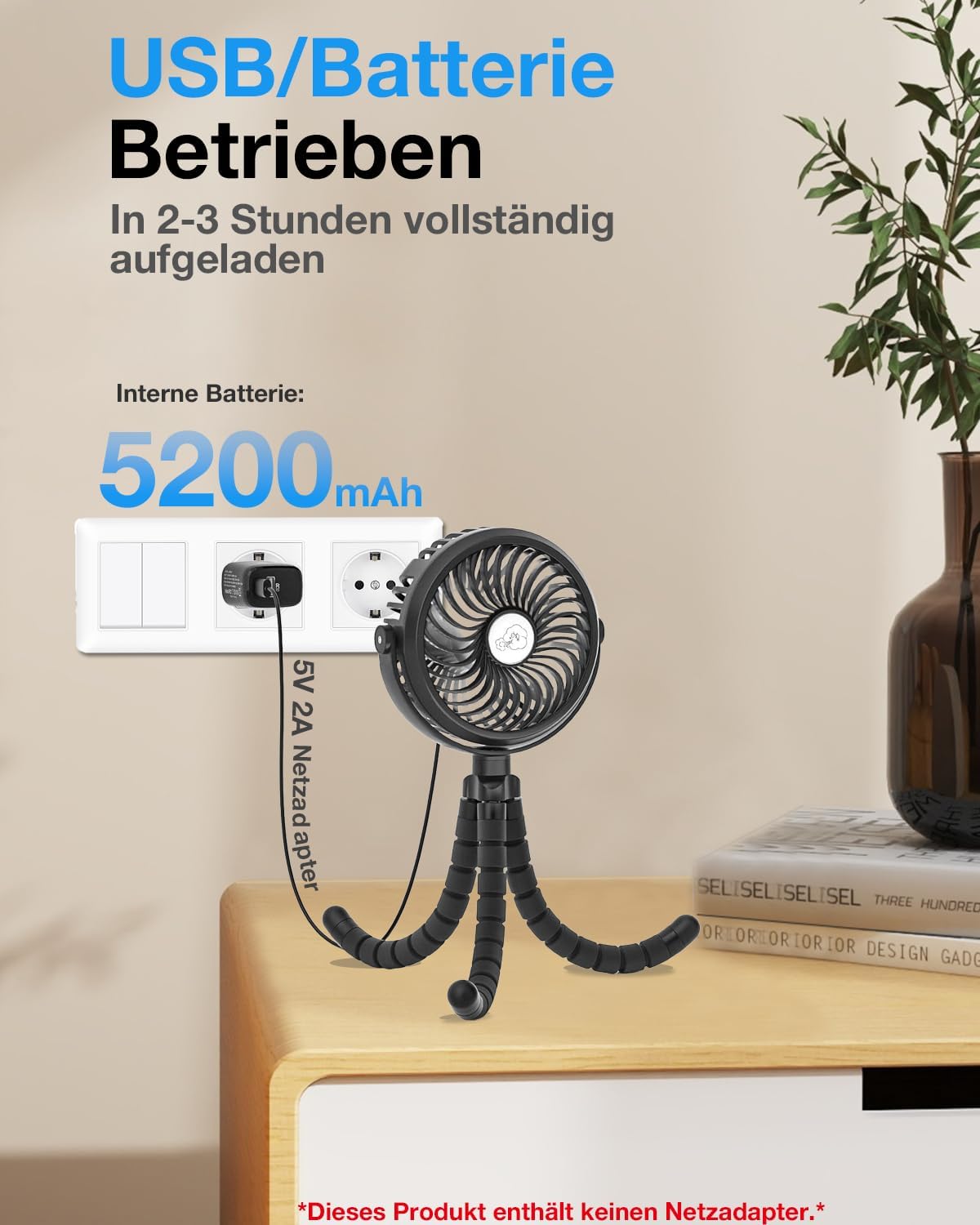 Tragbarer Ventilator mit flexiblem Stativ