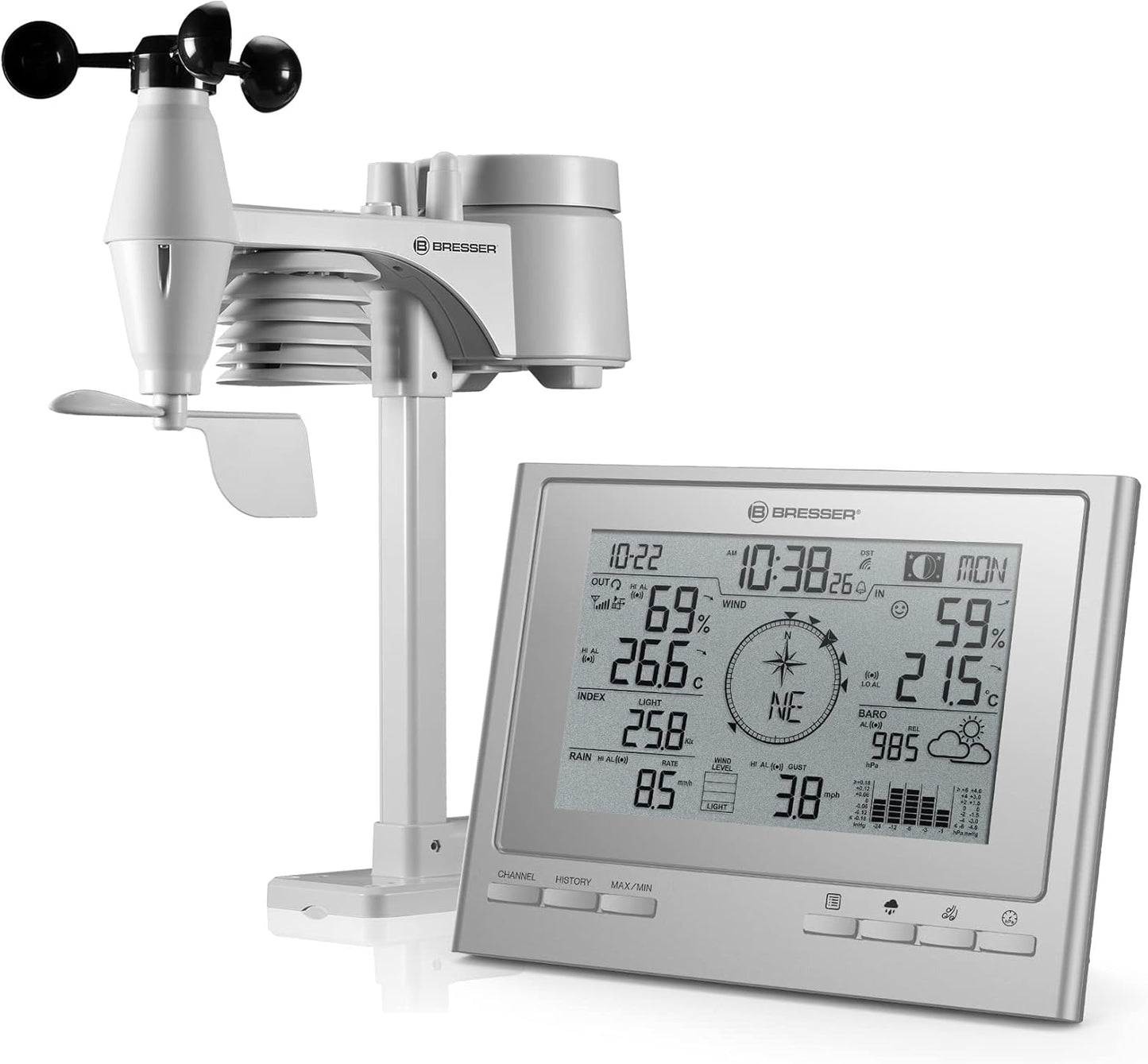 Funk Wetterstation - 7-in-1 Wetter-Center ClimateScout, silber