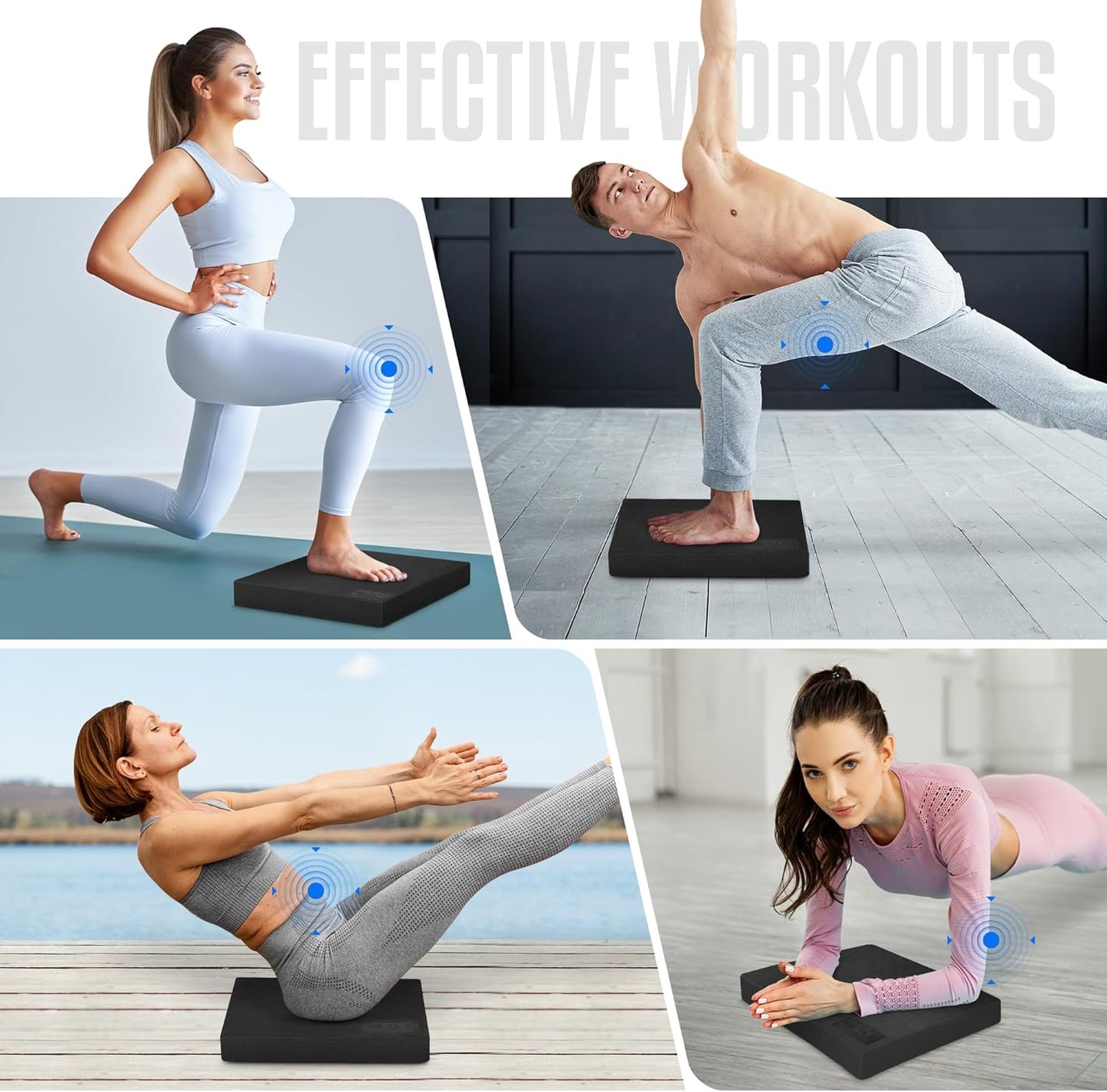 Balance-Pad für Stabilitätstraining, Schwarz XL - 48.26 x 38.1 x 5.72 cm