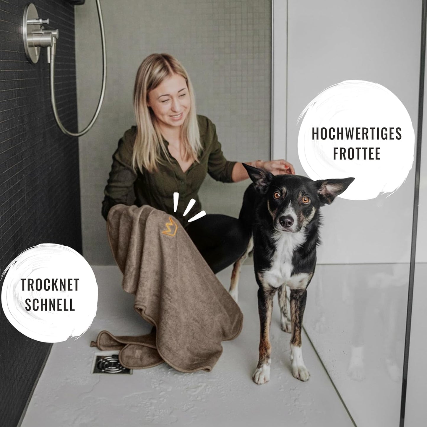 Saugstarker Hundebademantel, L Grau