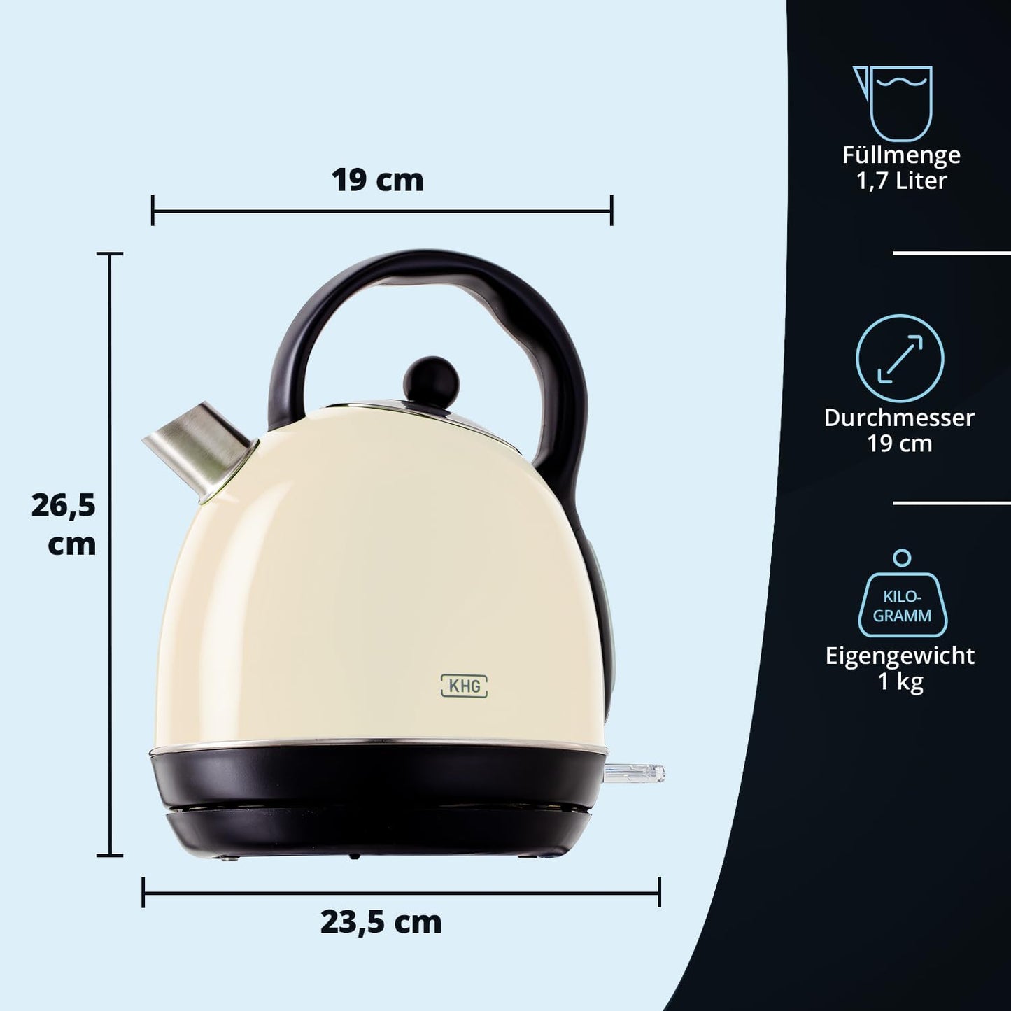 WK-1711 Kessel-Wasserkocher Retro, Creme