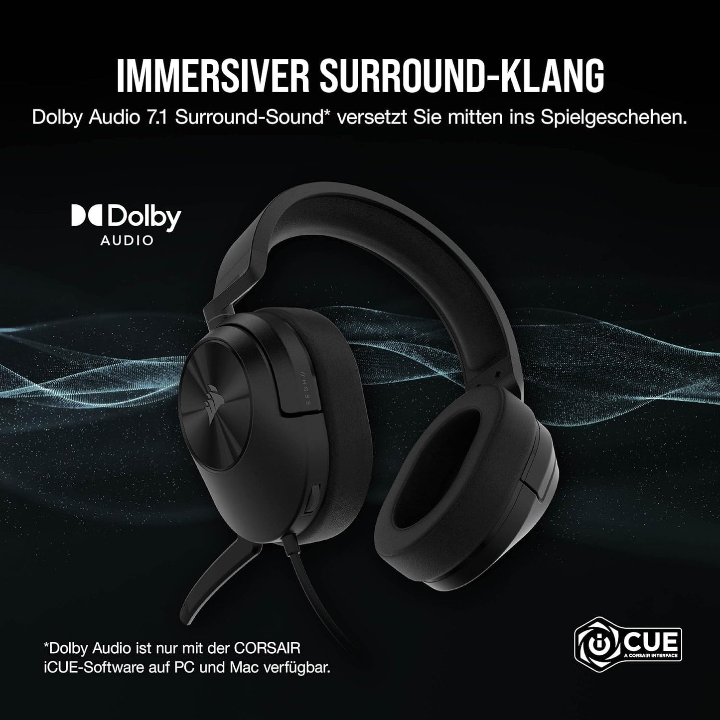 HS55 Surround Gaming-Headset mit Dolby 7.1 Sound, HS55 SURROUND Schwarz