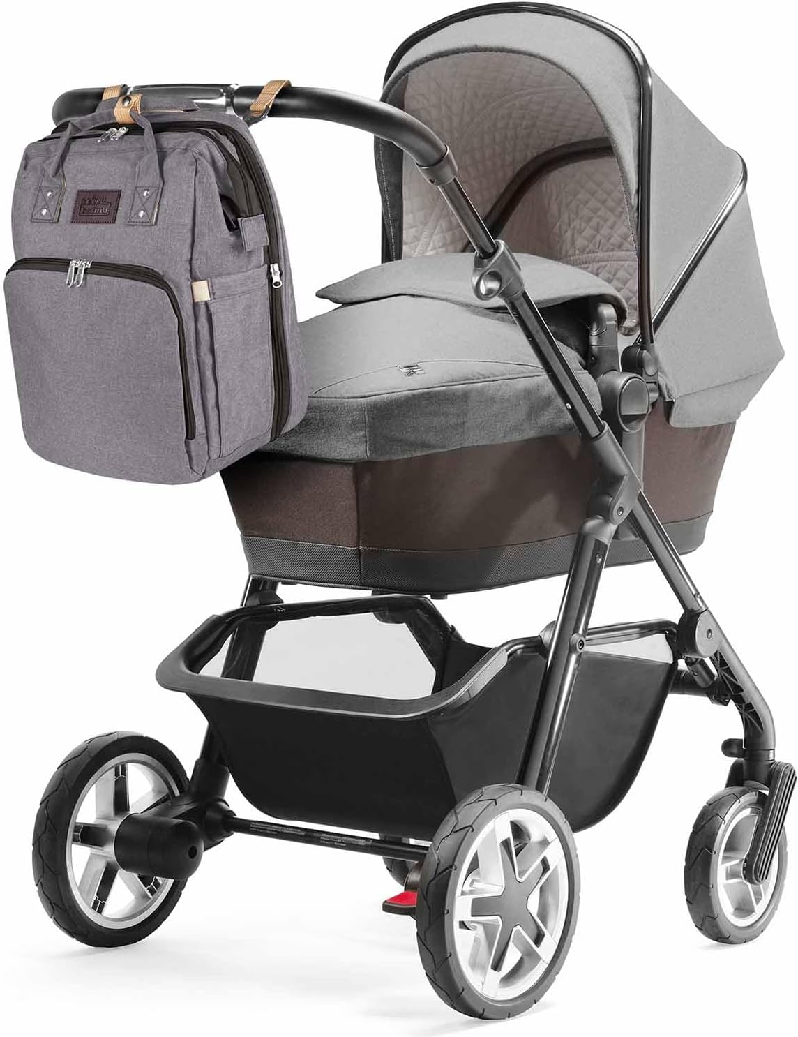 Baby-Wickelrucksack mit integriertem Kinderbett, Grau