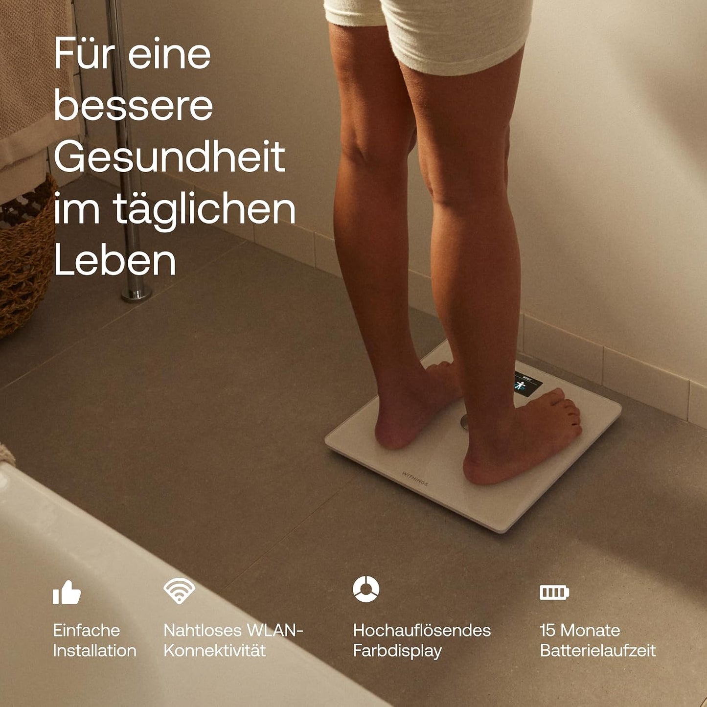 Body Smart Personenwaage mit Körperanalysefunktion, Weiss/White