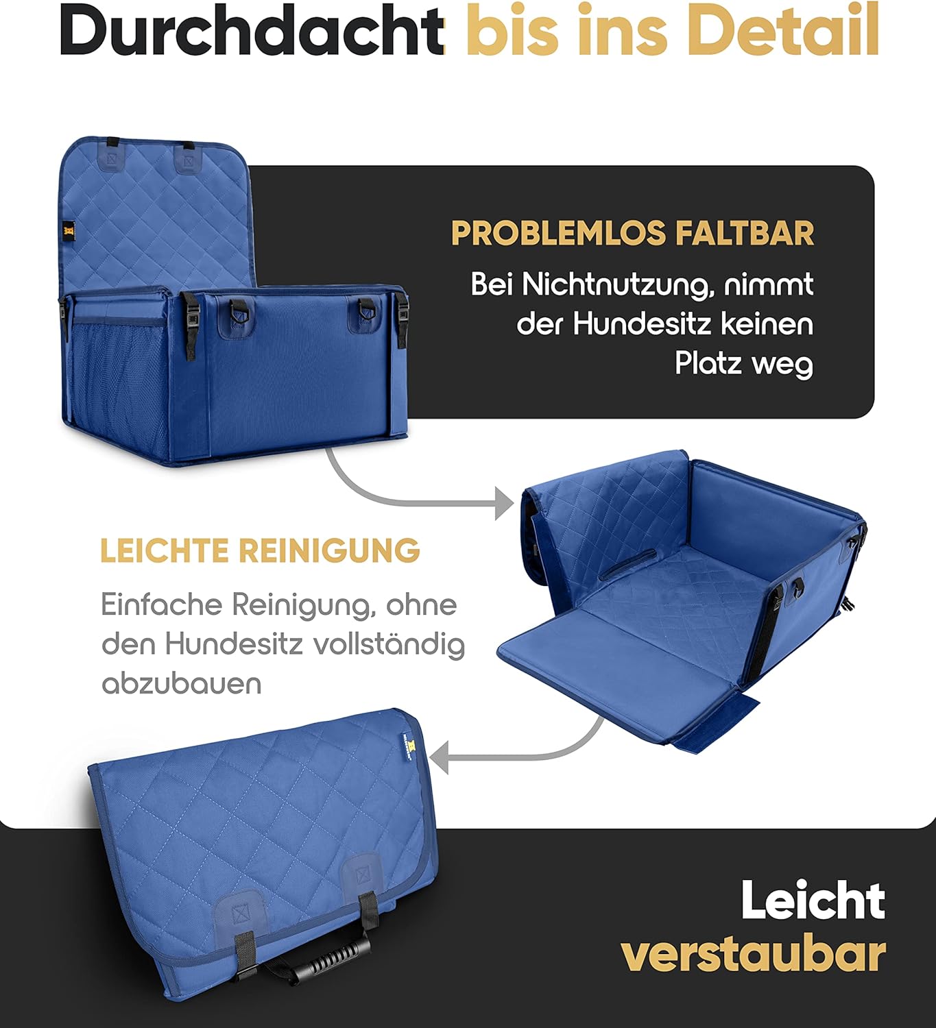 Extra Stabiler Hundeautositz, Blau