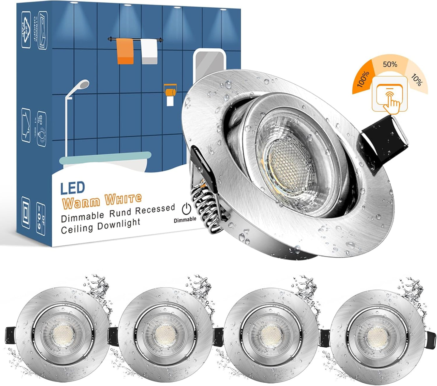5er-Set LED-Einbaustrahler, Warmweiss
