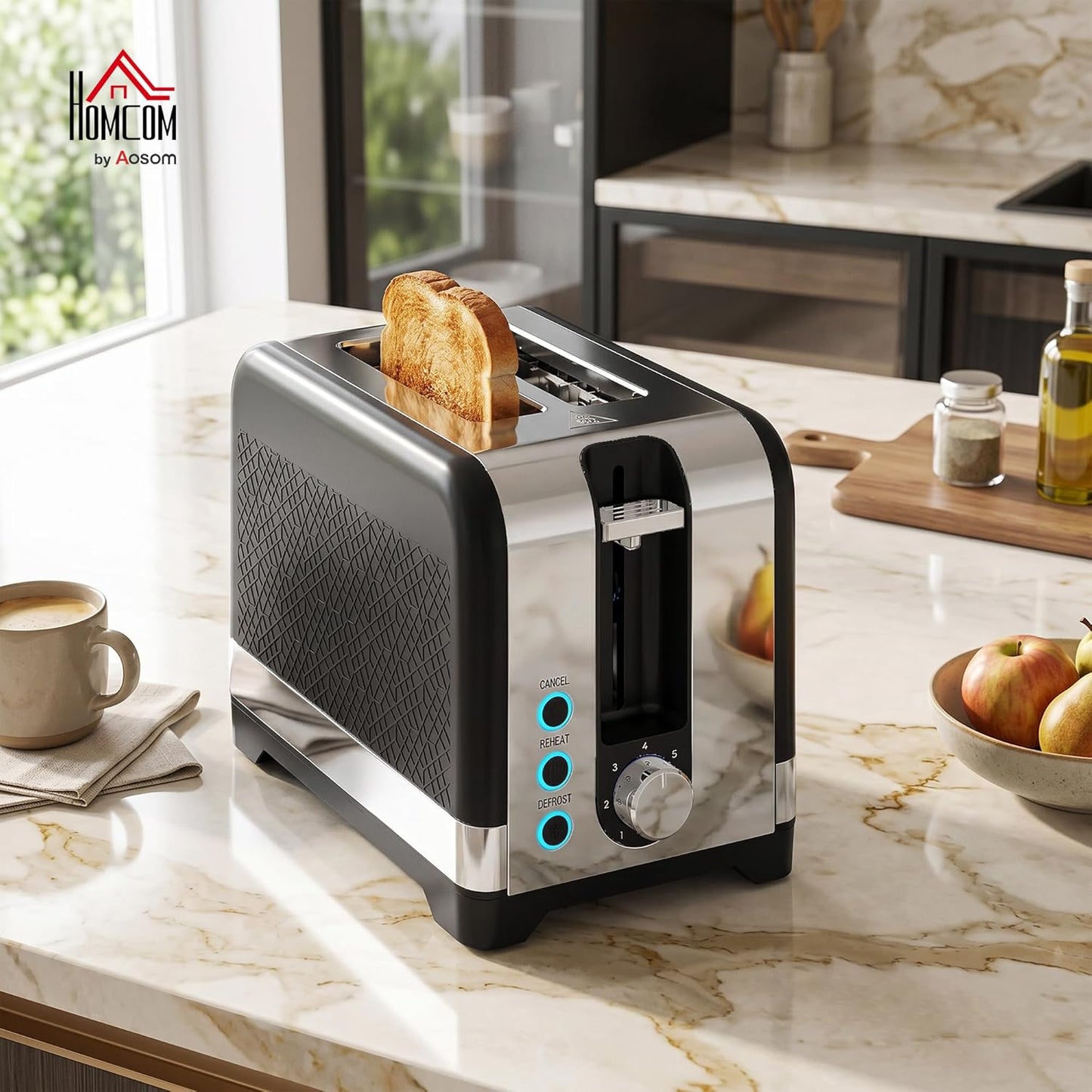 Toaster mit 7 Bräunungsstufen und Brötchenaufsatz