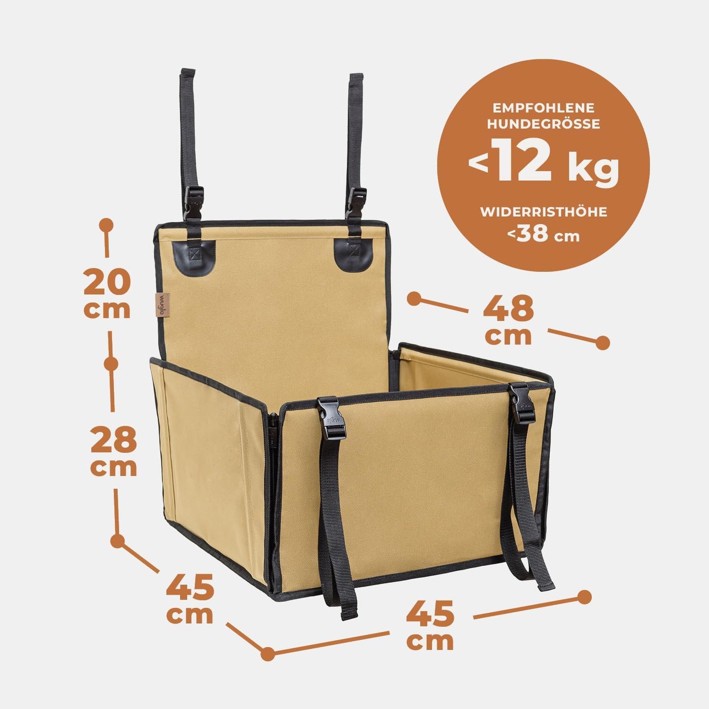 Wasserdichter Hundeautositz, S / Beige