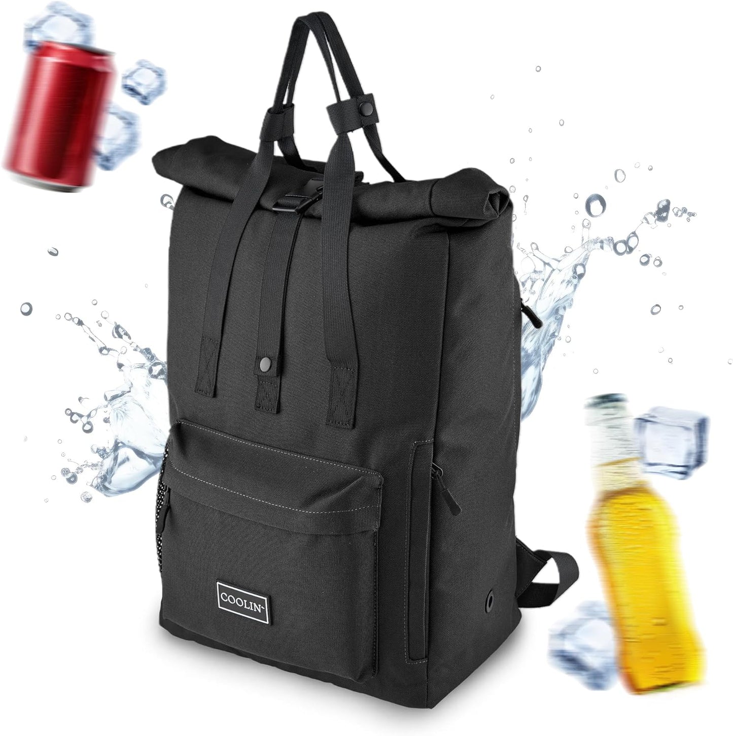 Kühlrucksack mit Thermofach, Schwarz