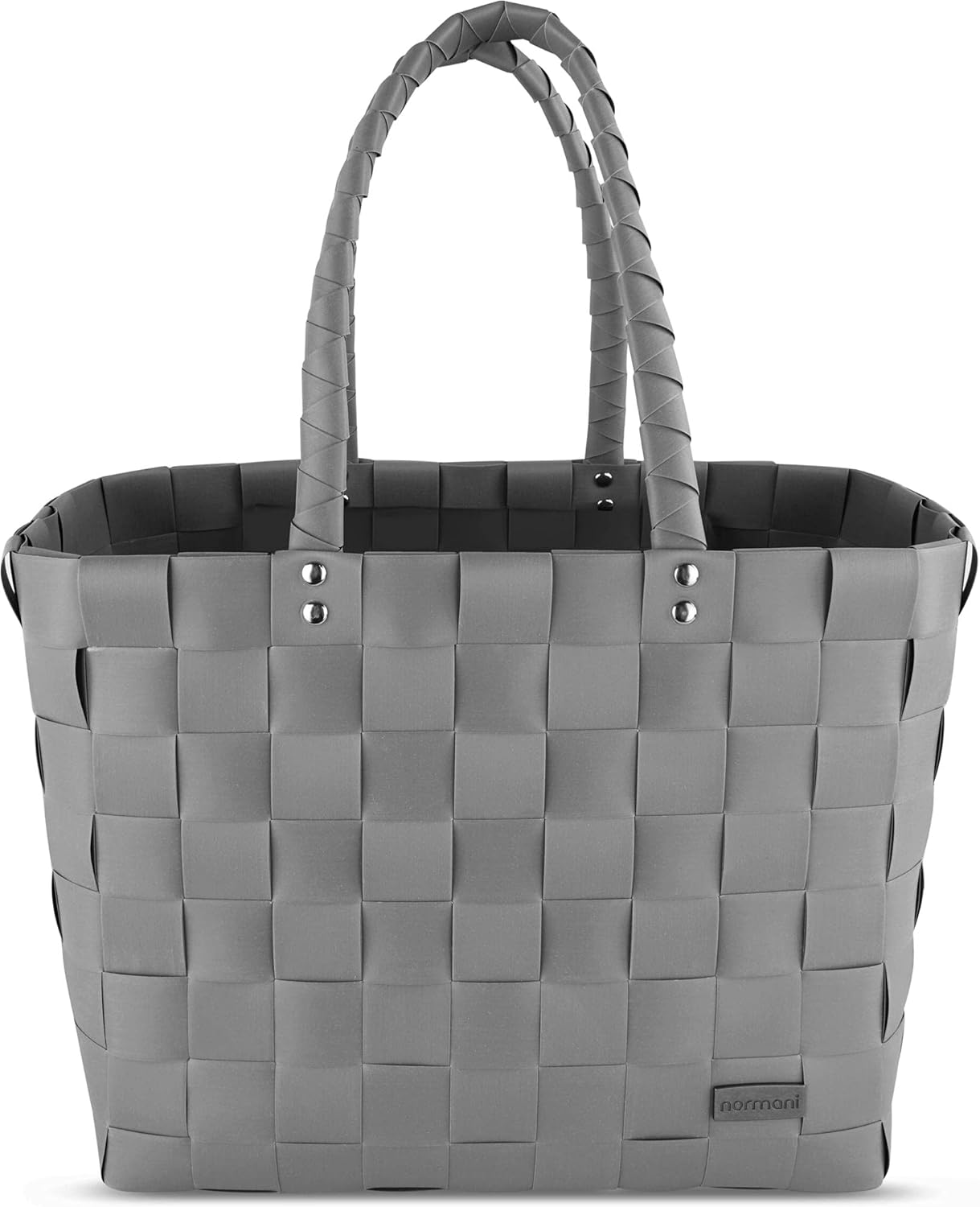 Geflochtener Kunststoff-Shopper im Vintage-Stil, Anthrazit Einheitsgrösse
