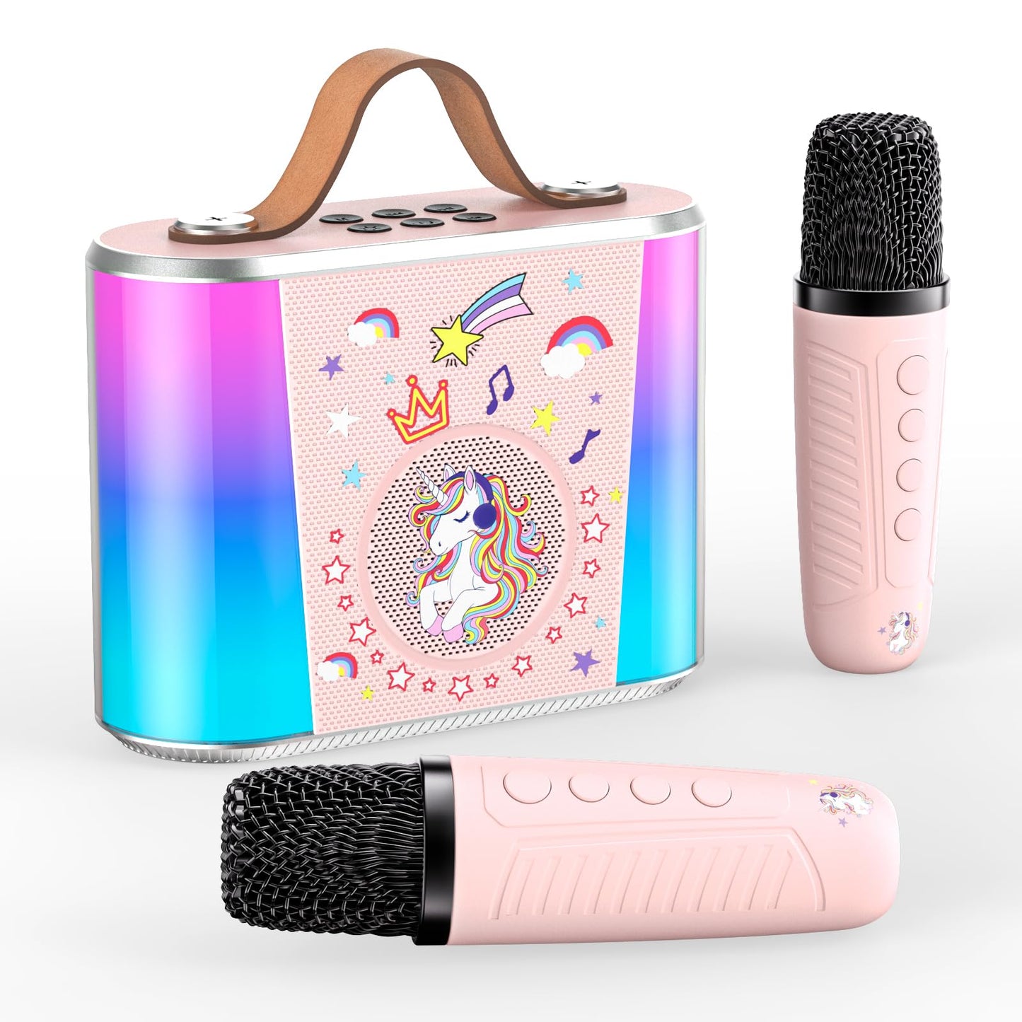 Karaoke-Maschine mit 2 Mikrofonen, Rosa