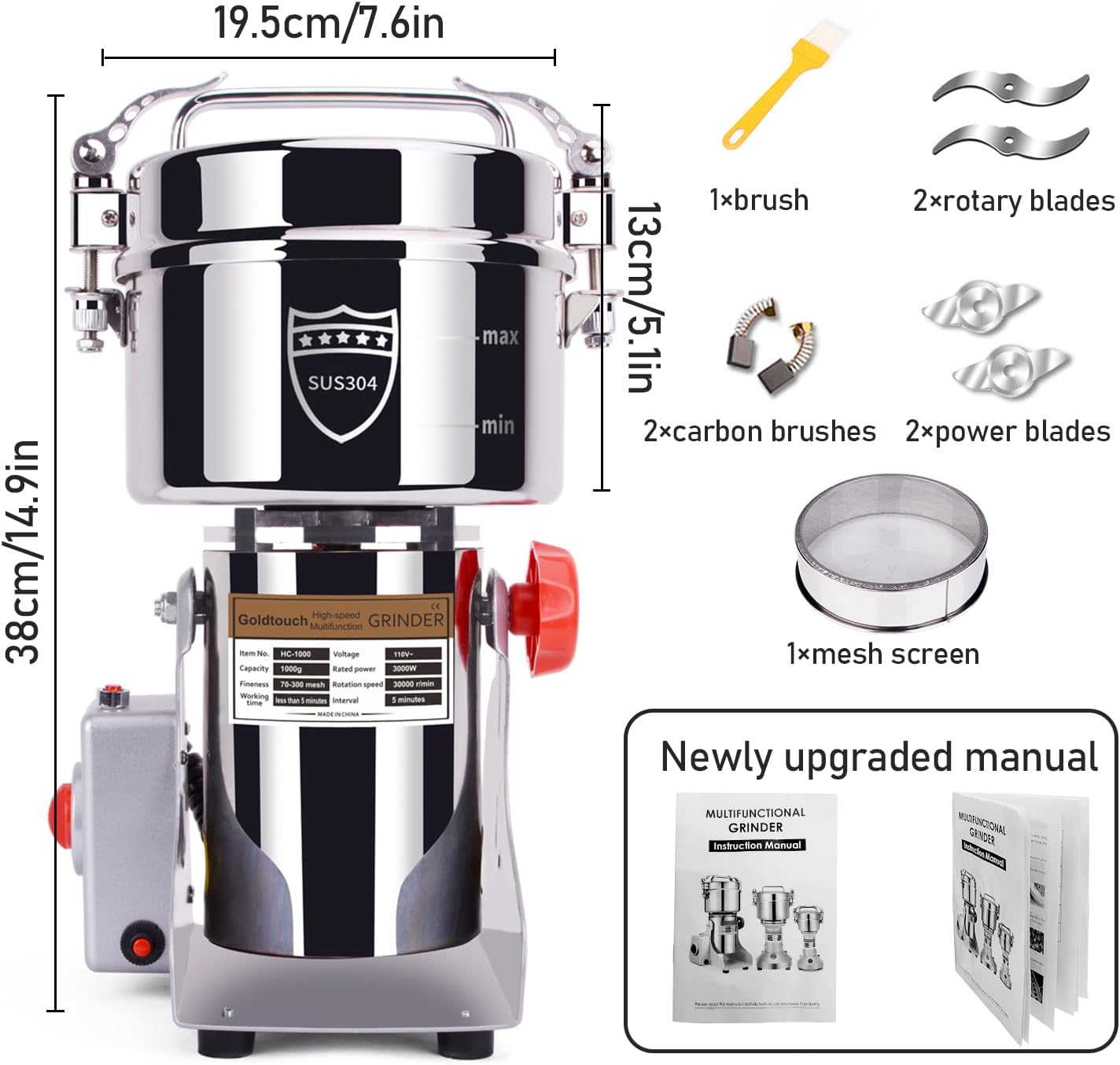 Elektrische Getreidemühle, 1000g