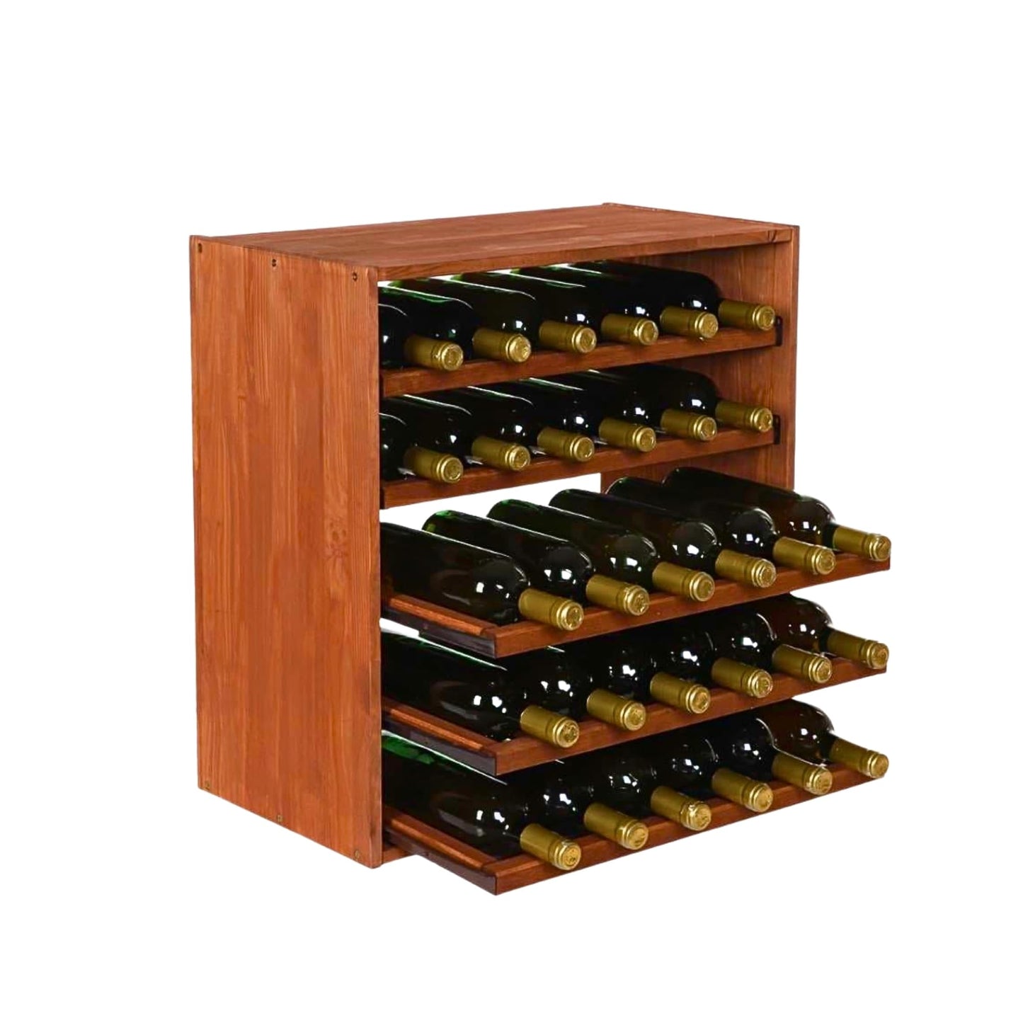 Modulares Weinregal, Auszug Modul für 30 Flaschen Kiefer Braun