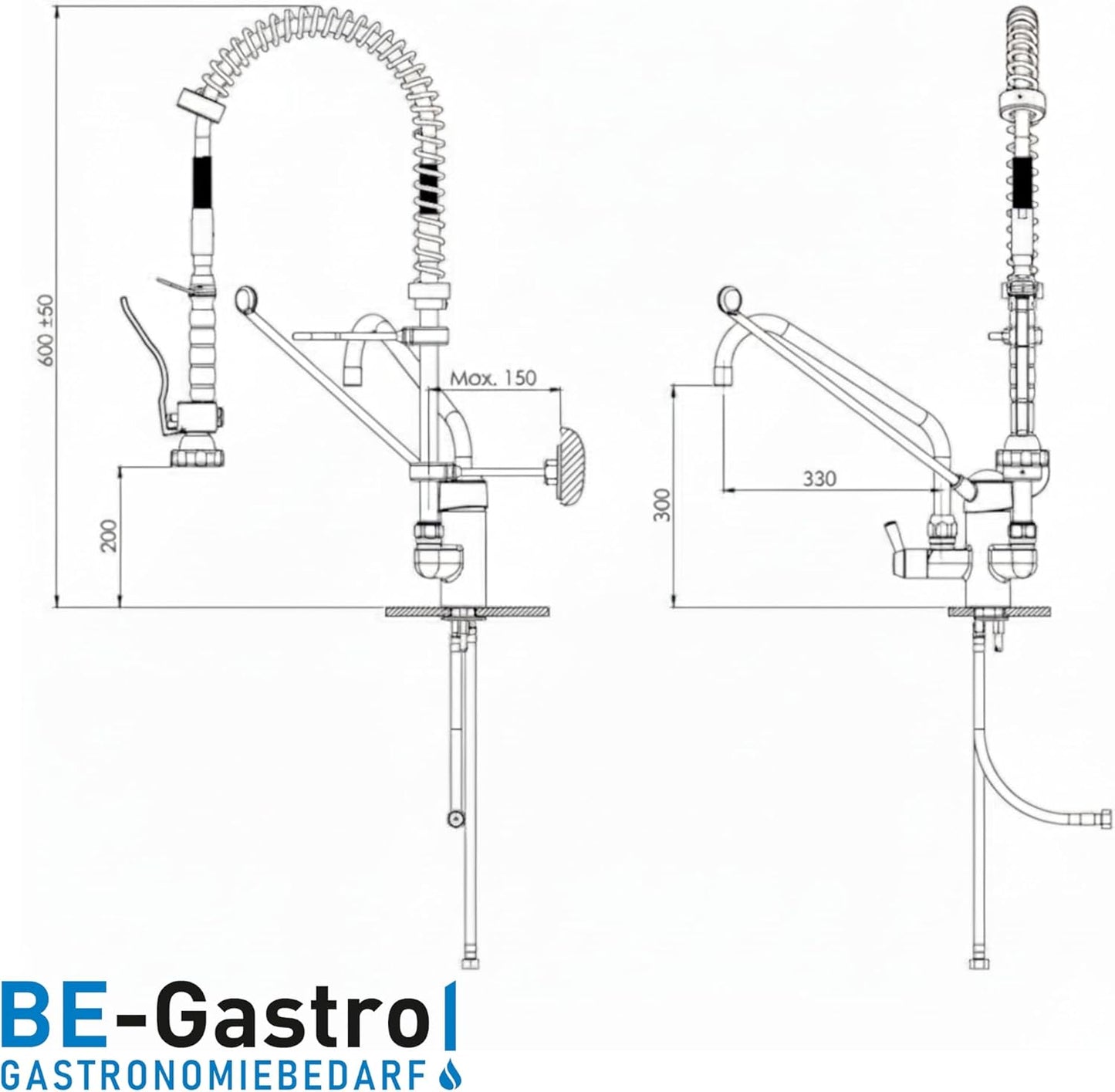 Gastro Geschirrbrause Premium mit Mischbatterie