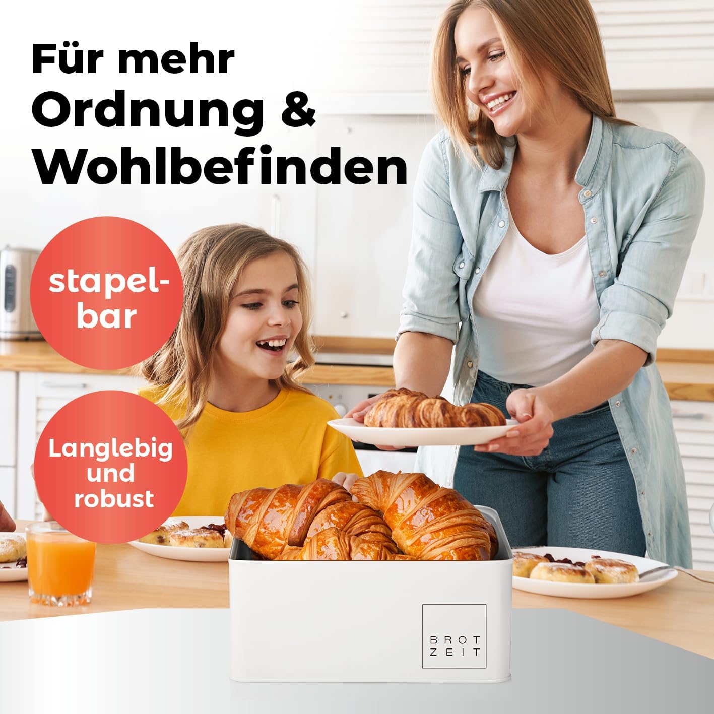 Cuisine Brotkasten mit Schneidebrett, Weiss