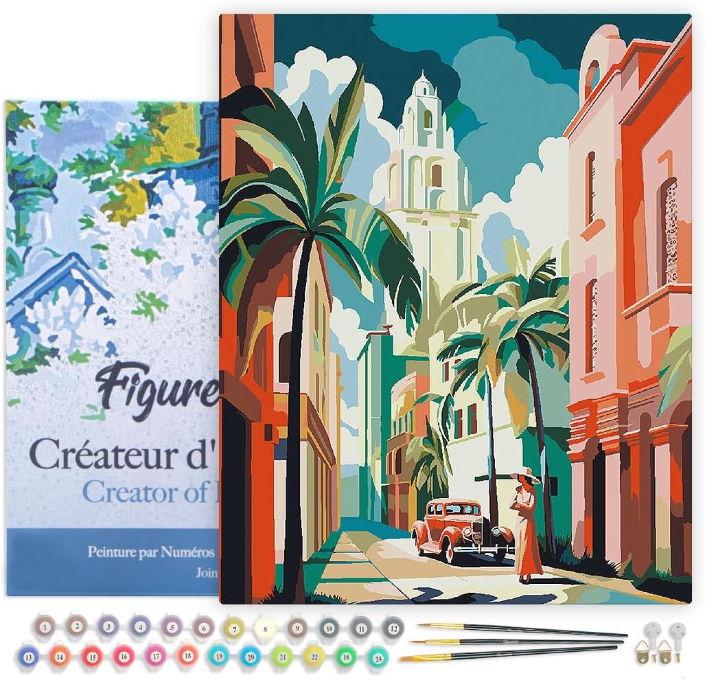 Malen nach Zahlen Set Kuba Art Deco, Kuba Art Deco 40x50cm Mit Rahmen (bereits gespannt)
