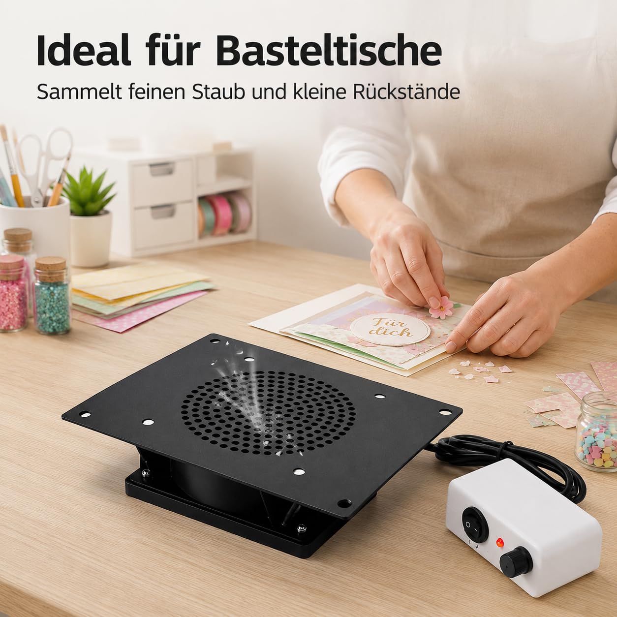 Nagelstaubsammler Tisch-Einbau mit Staubbeuteln, schwarz
