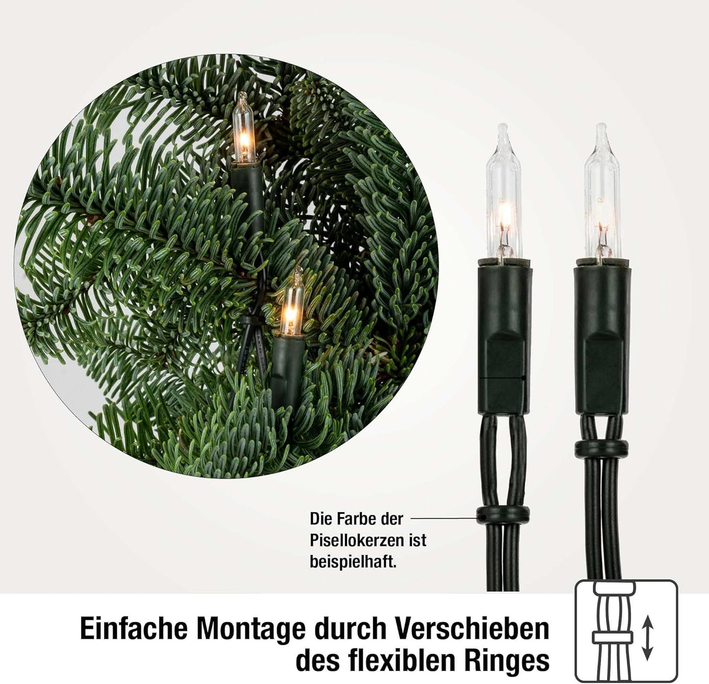 Lichterkette mit 100 klaren Mini-Birnen, Weisses Kabel - Transparente Lampe 100 Lights / Illuminated 14.85 m