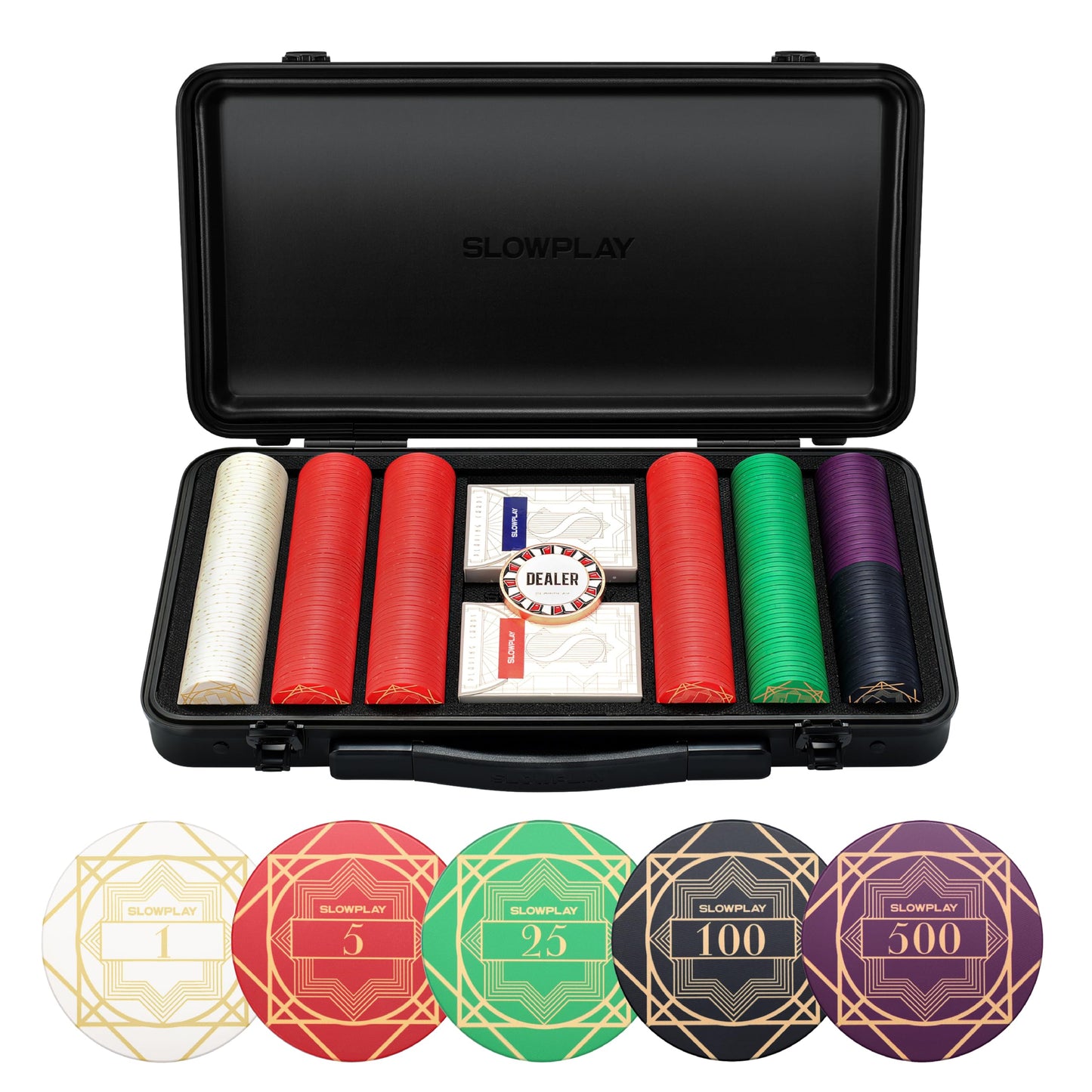 Nash Pokerset mit 300 Keramik Pokerchips, 300 Nummerierter Chipsatz 39 mm