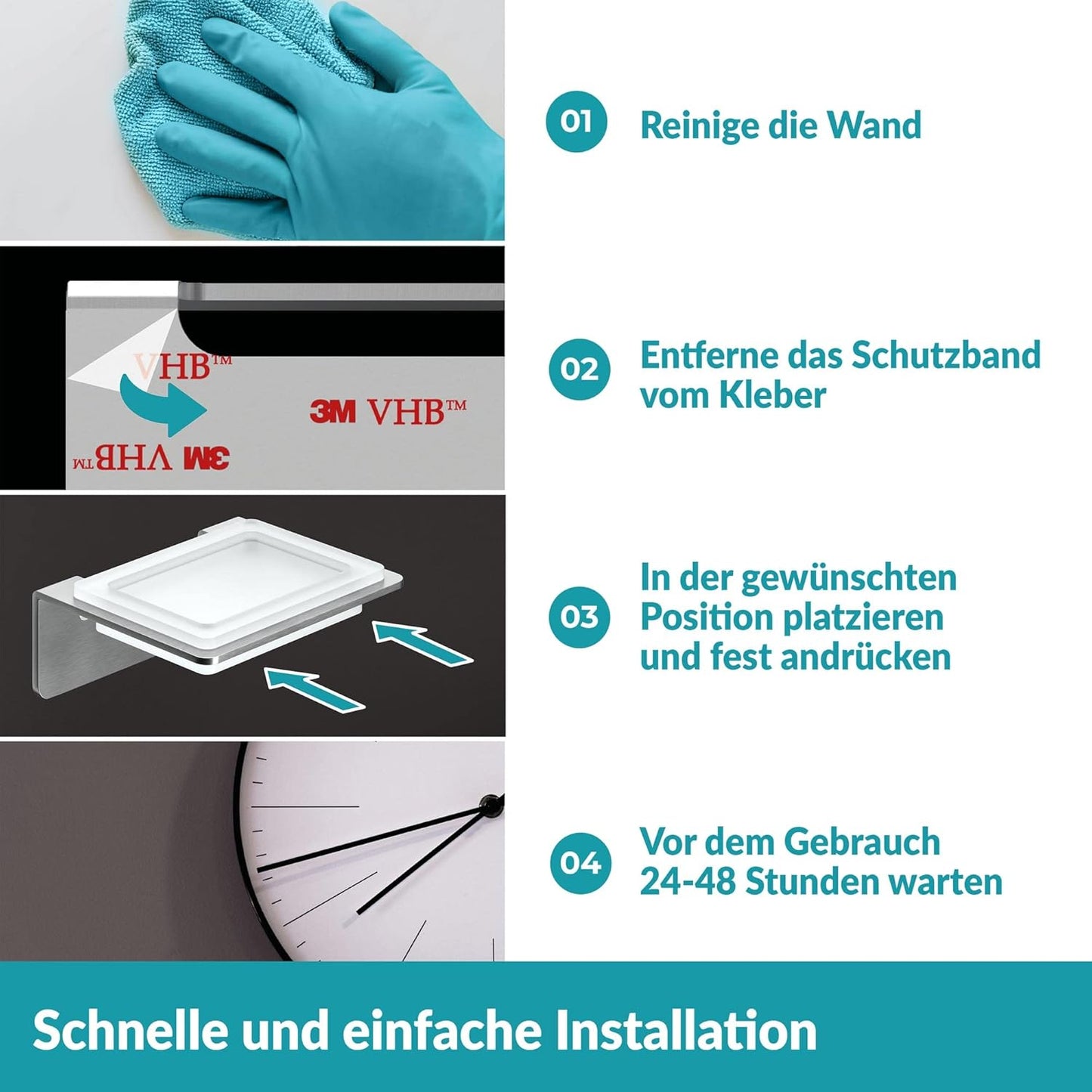 Seifenschale zur Wandmontage ohne Bohren