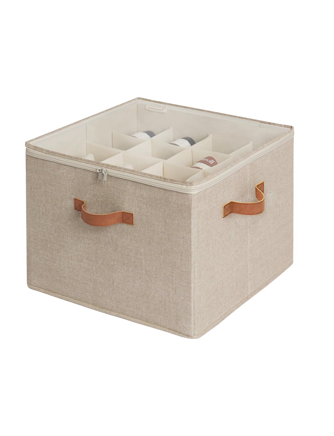 Schuhorganizer mit transparentem Deckel, Hellbraun 43 x 43 x 32 cm