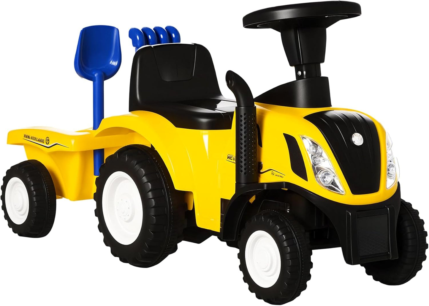 Rutschauto mit Anhänger und Zubehör, Gelb