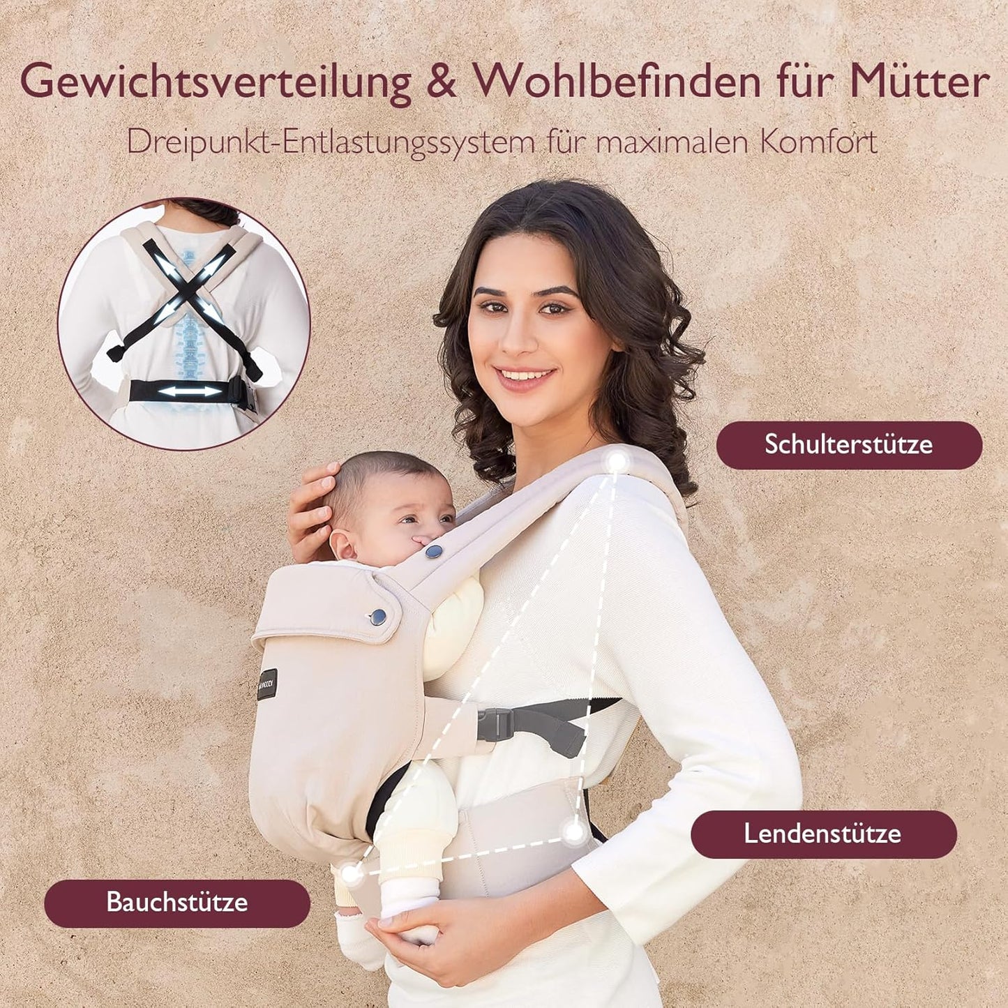 Ergonomische Babytrage (3-24 Monate), Kakifarben